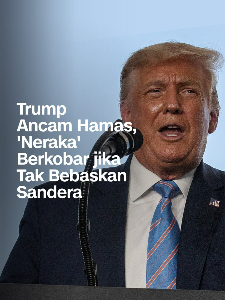 Presiden terpilih Donald Trump kembali memberikan peringatan keras kepada Hamas apabila tak segera melepaskan para sandera.⁣ ⁣ “Jika mereka (para sandera) tidak kembali saat saya sudah menjabat (sebagai Presiden), neraka akan berkobar di Timur Tengah,” ujar Trump.⁣ ⁣ Pernyataan ini disampaikan Trump dalam sebuah konferensi pers di Palm Beach, Florida, AS.⁣ ⁣ Lihat video lainnya hanya di cnnindonesia.com.⁣ -⁣ (📹 Reuters)⁣ #cnnindonesia #cnnindonesiacom #donaldtrump #palestina