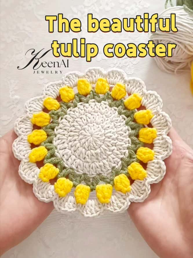 The beautiful tulip coaster #Crochet #CrochetLovers #Handmade #Crafts #YarnCraft  #MadeWithLove