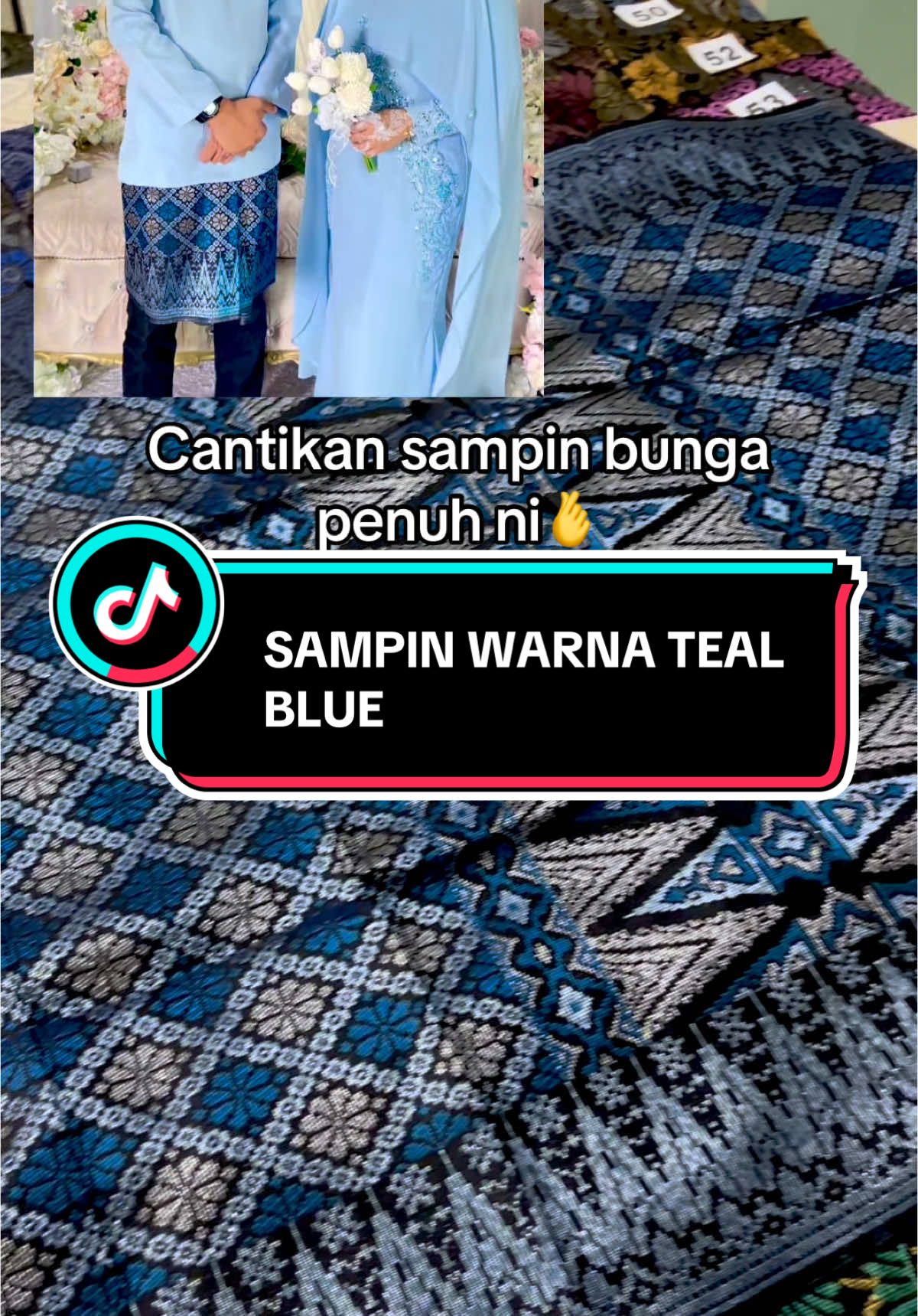 Sampin corak bunga penuh warna teal blue masuk dgn baju baby blue mmg cantik #sampinraya #sampinmurah #sampindewasa #sampin 