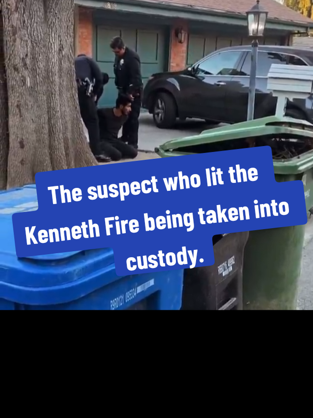 The suspect who lit the #KennethFire being taken into custody. Does anyone want to guess what his nationality is? #wildfire #palisadesfire #eatonfire #LosAngeleswildfire 