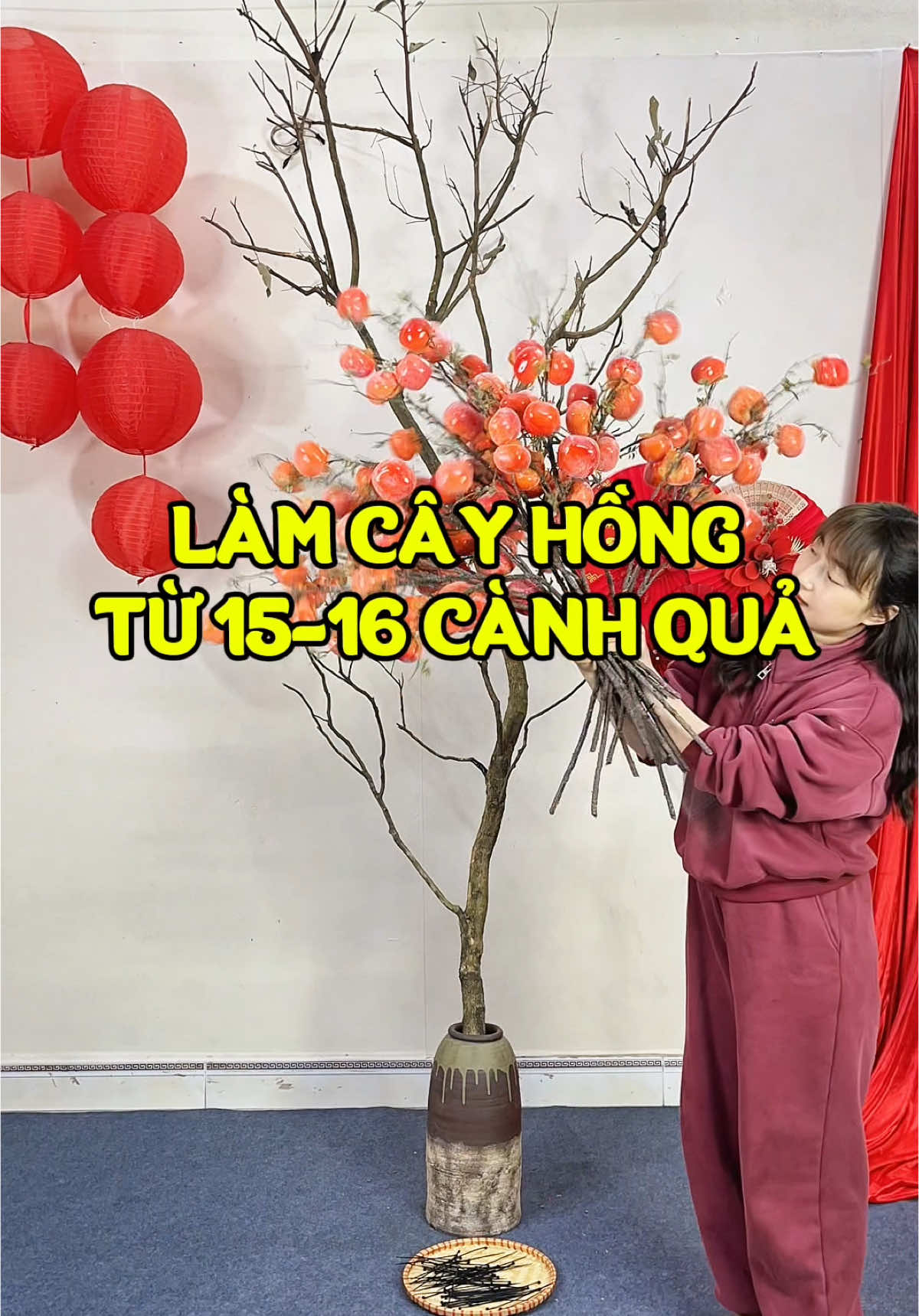 Cây hồng hot trend từ 15-16 cành quả đây nhé các bác ơi  #guemdecor #cayhonggia #quahong #cachlamcayhonggia #khodecorgiadunghieukhanh #trangtritet #decortet #tet2025 #trangtriquancafe #decornhacua #chucmungnammoi #xh #2025 