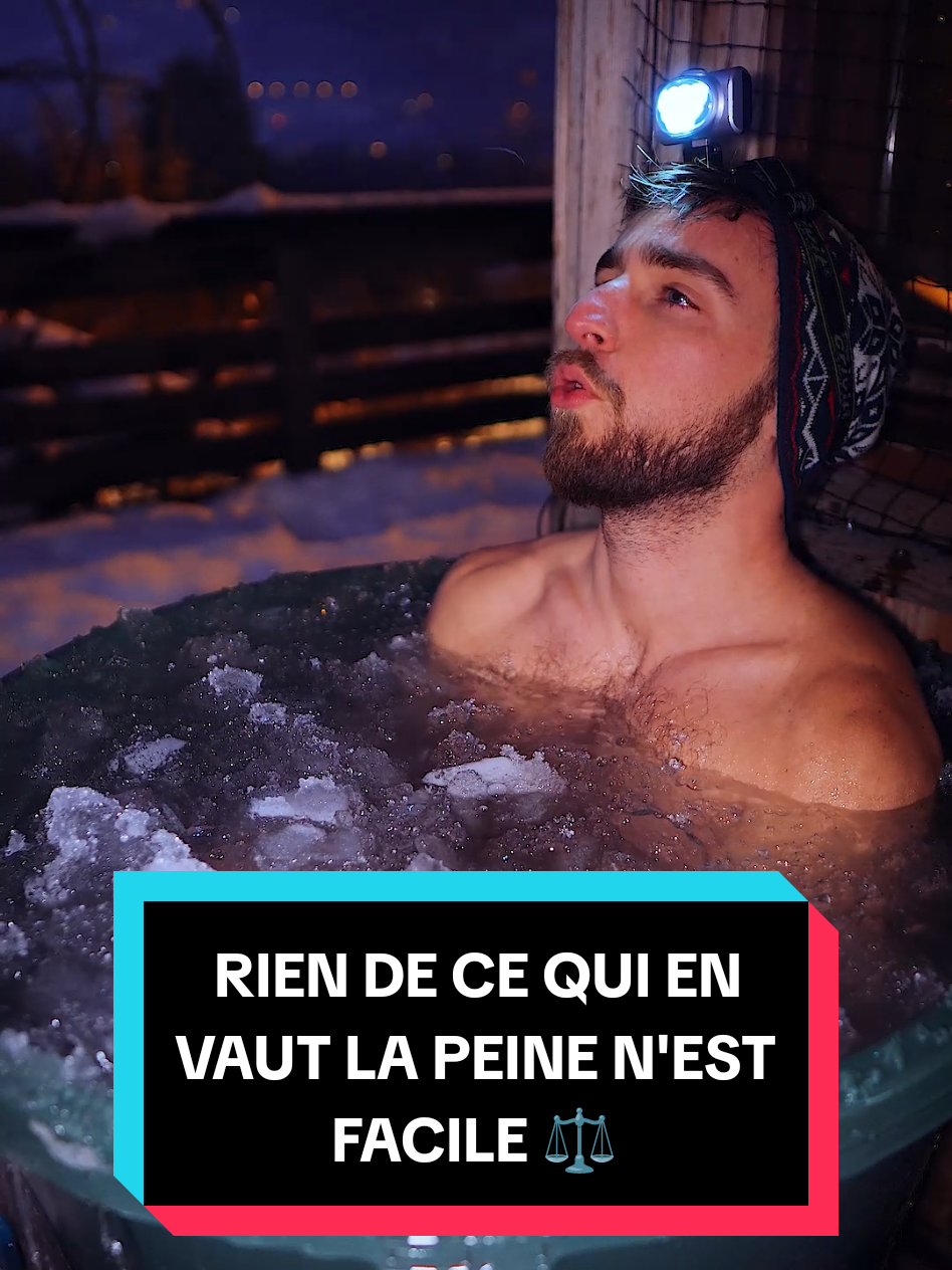 ⚖️ Fais les bons choix. #bainfroid #bainglacé #discipline #confianceensoi #depassementdesoi #biohacking #routine #sante #santenaturelle #stress #developpementpersonnel #bienetre #icebath #cryotherapie #douchefroide #froid #montagne #wimhof #tousgivrés❄️ #maximefrost 