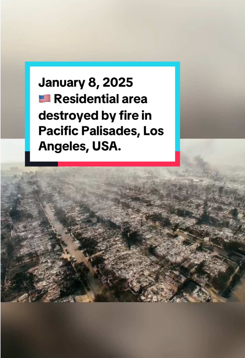 January 8, 2025 🇺🇸 Residential area destroyed by fire in Pacific Palisades, Los Angeles California, USA. ❗️This event has attracted the attention of specialists, as such snowfalls are rare in this area. Extreme weather conditions may disrupt normal transportation flows and daily activities. Meteorologists have warned about potential complications due to snow accumulation and deteriorating travel conditions. ❗️NO country in the world will be able to cope with the losses from climate disasters ON ITS OWN. •Why are there SO many climate catastrophes on our planet now? •This increase is explained by cosmic radiation passing through our solar system every 12,000 years and affecting the cores of all planets. As a result of its impact, the Earth's core is destabilized and overheated. Due to the centrifugal force due to the rotation of the planet, hot magma rises to the surface of the planet, heating the oceans from below. This leads to intense evaporation of water, saturating the atmosphere with moisture, which leads to severe floods even in places where they have never happened before. •Only the creation of a single international scientific center aimed at studying the true causes of the increase in natural disasters and the cooling of the core can help us stop the global catastrophe. But this will not happen without our public demand. •If you want to know more details, write me a message saying 