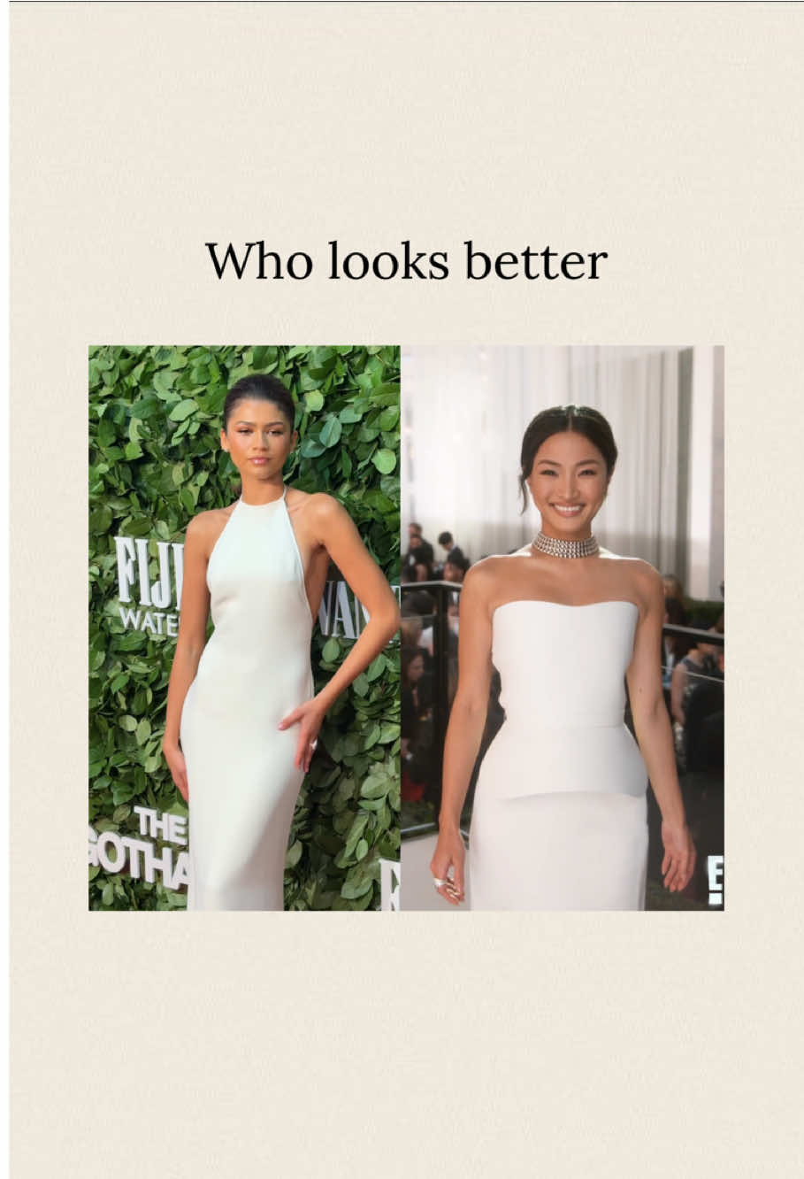 Elegant and timeless in white! 🤍 Which look steals your heart? Drop your pick in the comments below! 💬✨ #StyleShowdown #Zendaya #annasawai #WhiteDressGoals #RedCarpetGlam #CelebrityStyle #FYP #ForYouPage #fashionlovers