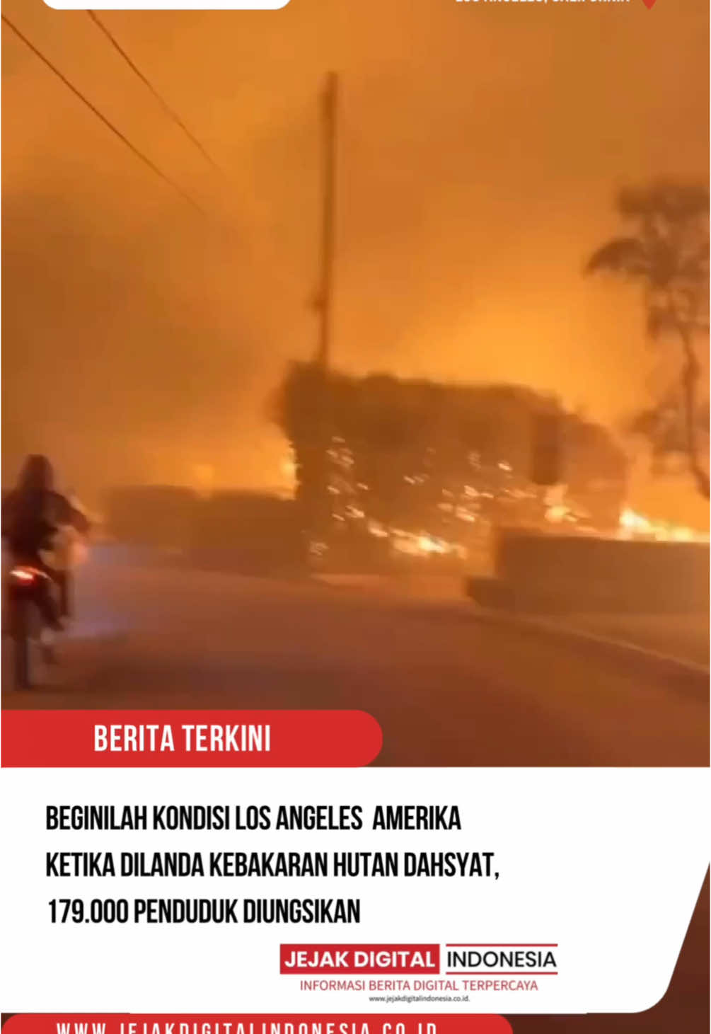 Kebakaran Hutan Dahsyat Melanda Los Angeles Amerika Serikat, Sebanyak 179.000 Penduduk di Ungsikan.. . . SC Video : IG MHidayat . . #beritaterkini #beritaviral #beritatiktok #infoterkini #jejakdigitalindonesia #kebakaran #losangeles 