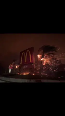 McDonald's in Altadena last night. 😁 #eatonfire. Utter chaos with trees down, no roadblocks as LE was busy saving people with fire crews. Buildings on fire all over. Hospital gurneys rolling down the street in 80mph gusts. There was a rolls royce suv just driving around taking photos. Worst fire event in socal of my own memory. 1000s of homes are gone in altadena and pacific palisades 