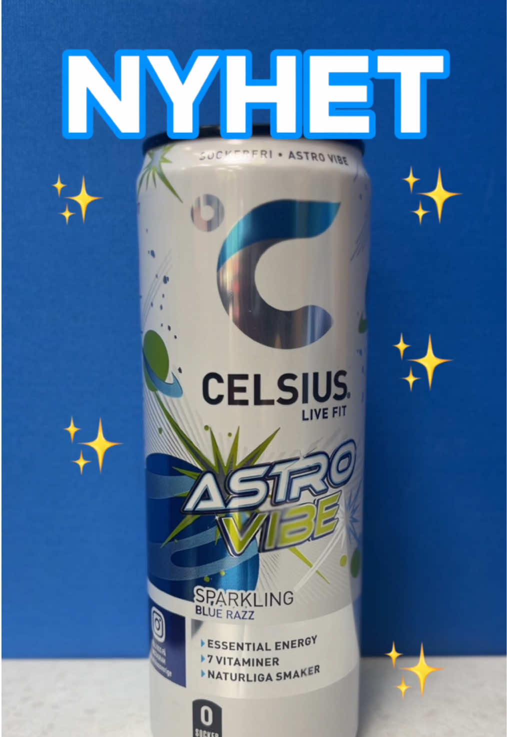 NYHET ✨ Celsius Astro Vibe Blue Razz 💙🍇 32 kr/st + pant 🥤 2 för 53 kr + pant! 🔥💥 #direkten #direktenentre #trelleborg #celsius #bluerazz #astrovibe #celsiussweden #celsiussverige 