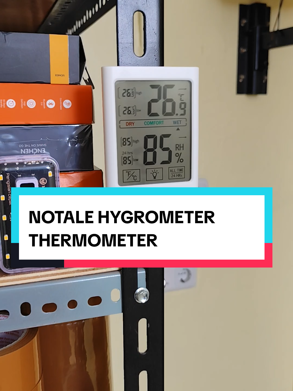 Alat ukur deteksi suhu dan kelembaban ruangan dalam satu alat. Tampilan elegan, cukup presisi, bisa ditaruh dimana aja. #hygrometer #thermometer #hygrometerdigitar #alatukursuhudankelembaban #notalehygrometer