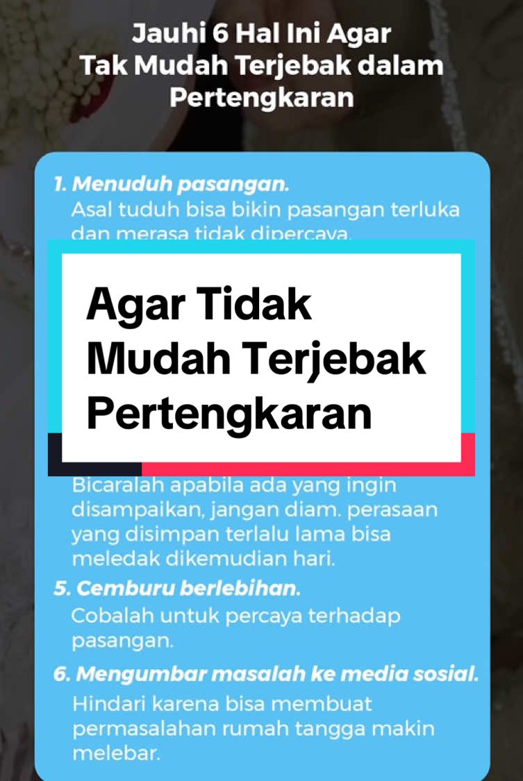 Sering berdebat sama pasangan? 🤔  Ternyata, ada 6 hal yang bisa bikin hubunganmu mudah terjebak dalam pertengkaran loh! Simak video diatas dan jangan lupa tag pasanganmu!😊✨ Source : @irtberdaya.id  . Butuh undangan? Cus kepoin undangan custom @enzowedding  Ada PROMO Diskon hingga 500K utk pemesanan sepaket dengan souvenir @grizellesouvenir ✨ Pemesanan maksimal H-2 bulan ya Kak.  Usahakan booking slot jauh-jauh hari, setidaknya H-3 bulan karena pengerjaan kami detail & teliti untuk menghasilkan produk yg memuaskan. Waktu pengiriman juga diperhitungkan ya Kak supaya bisa segera disebar undangannya dan tidak mepet hari H .  Harga & Promo sewaktu-waktu bisa berubah Kak. So, tunggu apalagi, segera booking slot mulai dari sekarang & dapatkan promo” menarik dari kami di setiap minggunya 😍 Apa aja nih Kak Promonya? Cek di bawah ini ya 👇 ▶️ 𝘽𝙊𝙉𝙐𝙎 ◀️ ✅️ Label Nama (Include Cetak) ✅️ Plastik Bening ✅️ Undangan Website Premium ✅️ Buku Tamu Hardcover ▶️ 𝘽𝙀𝙉𝙀𝙁𝙄𝙏 ◀️ ✅️ Free Desain Ekslusif (Shutterstock/ Envato dll) ✅️ Gratis Tambah Foto ✅️ Gratis Tambah QR  Code Gmaps ✅️ Sudah Dilipatkan ✅️ Quality Control  ✅️ Packing Bubble Wrap Aman 𝘿𝙄𝙎𝙆𝙊𝙉 𝙀𝙆𝙎𝙏𝙍𝘼 𝘫𝘪𝘬𝘢 𝘱𝘦𝘴𝘢𝘯 𝘴𝘰𝘶𝘷𝘦𝘯𝘪𝘳 @grizellesouvenir  🔽 𝗢𝗥𝗗𝗘𝗥 🔽 WA : 0895377696312 Link WA ada di bio Kak, atau komen 