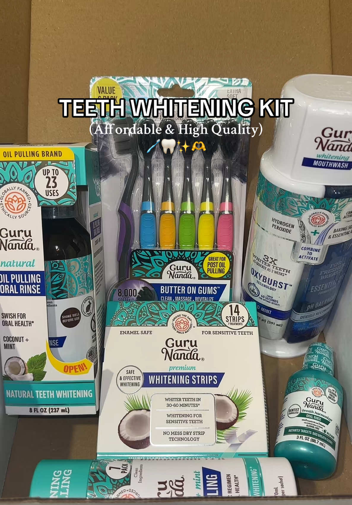 Love the @GuruNanda LLC brand so much!! I highly recommend this kit🪥 #teethcare #teethwhiteningkit #teethcleaning #oilpulling #oralcare #oralcareroutine #selfcaretips #TikTokShop #ttshopdeals #ttshopfinds #musthave #fyp 