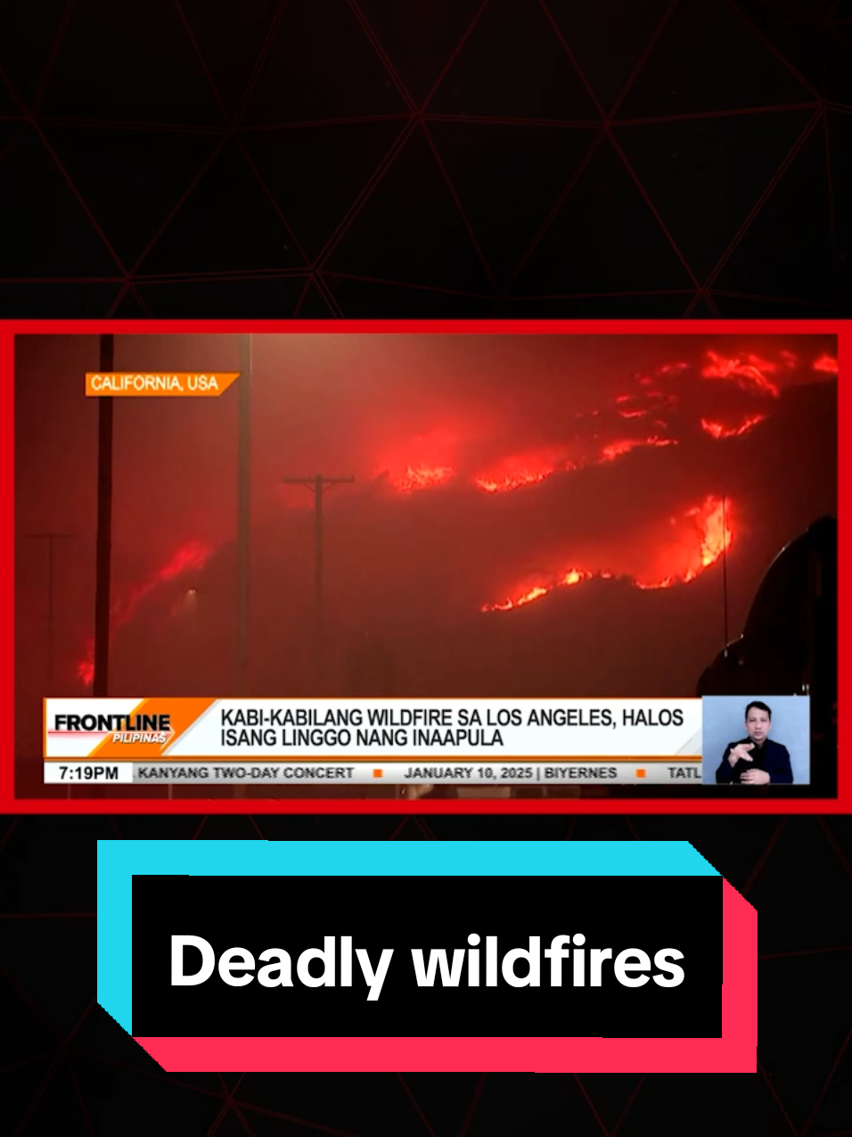 Nasusunog ang malaking bahagi ng Los Angeles, California, United States dahil sa matinding wildfire. Kabilang sa mga apektado ang Hollywood actors. #News5 #FrontlinePilipinas #NewsPH #SocialNewsPH 