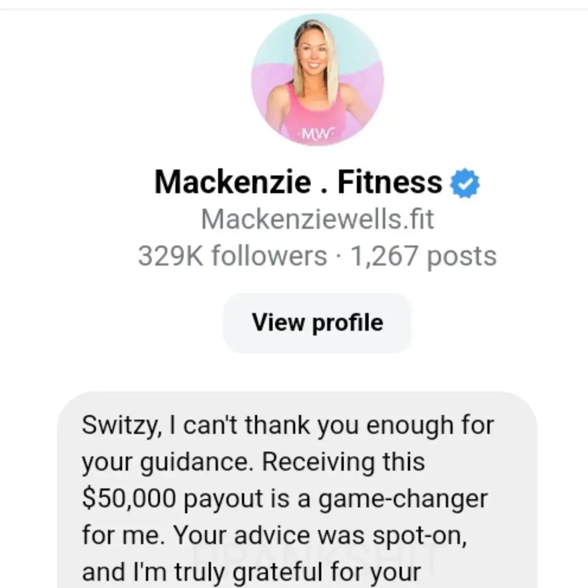 Celebrating success stories like @maceknziewells.fit recent $50k payout! Your dedication and hard work are truly inspiring. Let's continue to strive for excellence and achieve our financial goals together. Remember, 'The path to success is to take massive, determined action.'