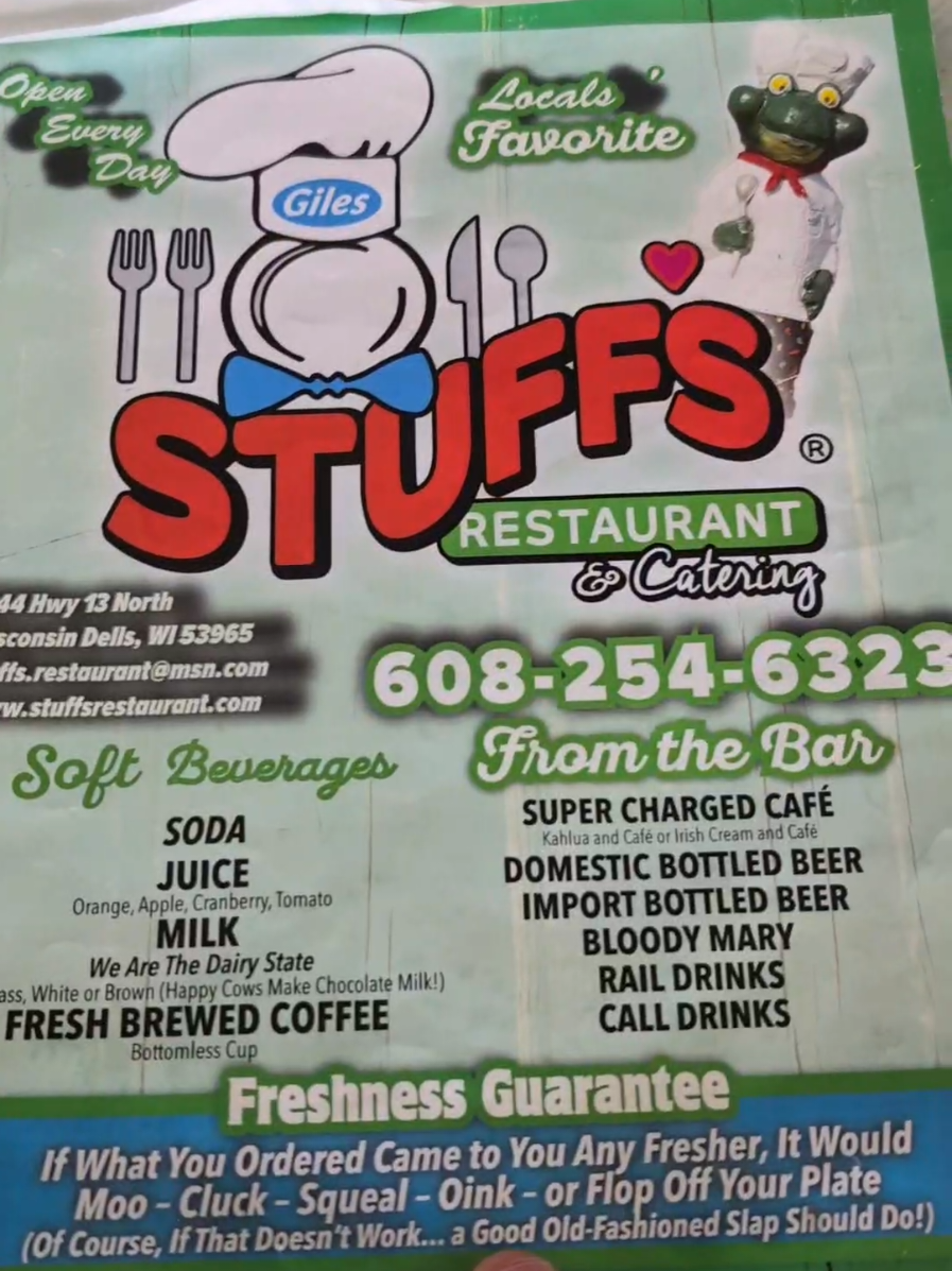 Stuff's Family Restaurant👉💥 #fyp #wisconsin #thebest #breakfast #lunch #wisconsindells #bigbubba #steak #chicago #tourists #stuffsfamilyrestaurant #tiktok 