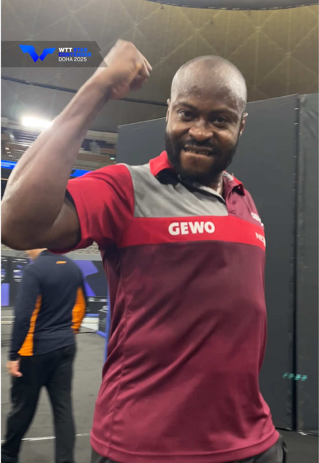 All the emotions 🤩 Quadri Aruna is through to his first WTT Star Contender semifinal since 2022 after overcoming Park Ganghyeon 3-1 🤙 #WTTDoha #TableTennis