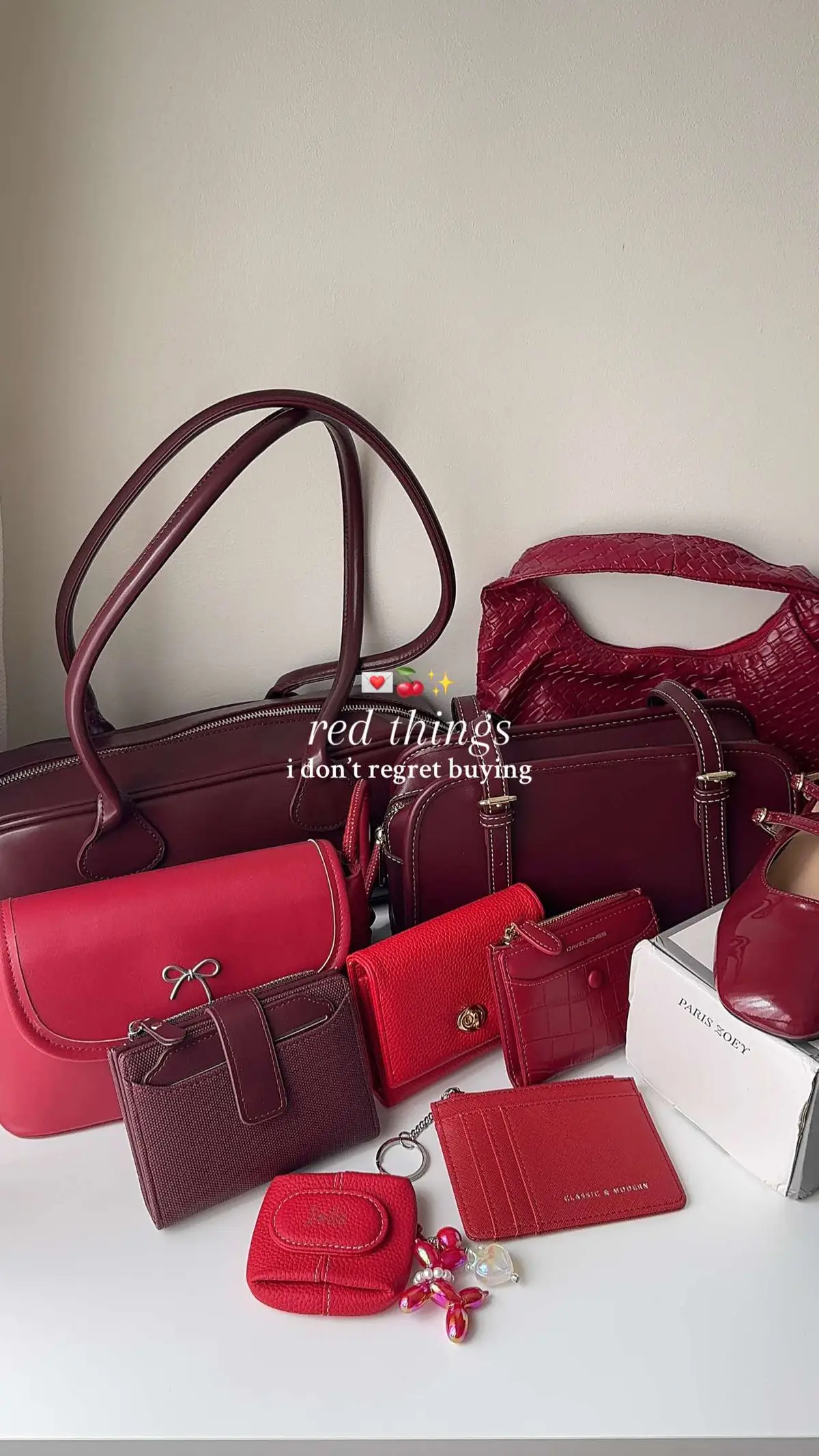 pov: you fell in love with red 💌🍒 #productrecommendations #bag #bagforwomen #bagsoftiktok #redbag #maryjanes #redshoes #wallet #compactwallet #fyp 