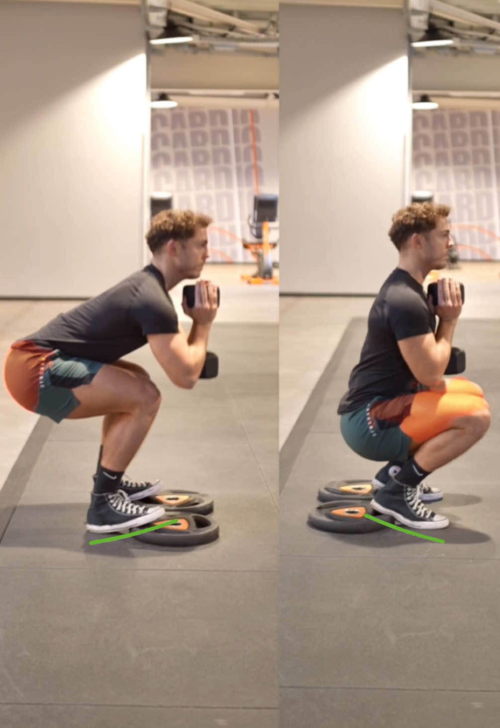 🎯 Squat : Quadriceps vs Fessiers 1️⃣ Talons surélevés = Quadriceps 🔥 💡 Placer tes talons surélevés augmente la flexion des genoux et diminue l’implication des hanches. 👉🏻 Résultat : Focus quadriceps (avant des cuisses) ✨ C’est LA technique pour cibler les quadris pendant un squat ! 2️⃣ Buste incliné = Fessiers 🍑 💡 Pencher ton buste vers les genoux engage davantage les hanches et donc les fessiers  👉🏻 Résultat : Focus fessiers  ⚠️ Attention à ne pas trop pencher, pour protéger ton dos. 💬 Ton objectif, c’est quoi ? Quadriceps ou Fessiers ? Dites-moi en commentaire ! 👇🏻 🔖 Sauvegarde ce post pour l’appliquer à ton prochain entraînement 💪🏻 et partage-le avec tes partenaires fitness !