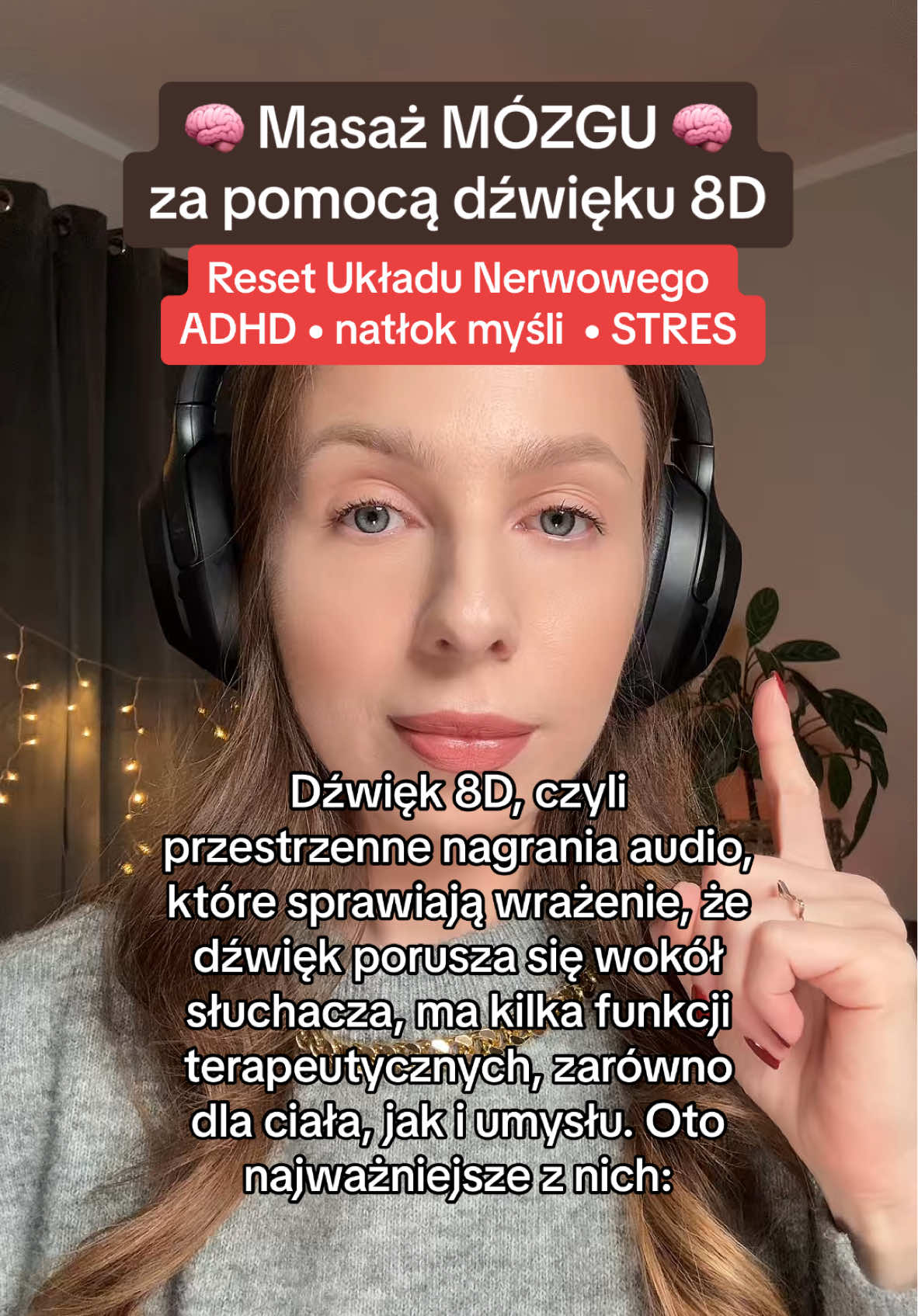 Idź po słuchawki i odkryj niesamowite funkcje terapeutyczne dźwięku 8D 🧠👌🏻🥰 #układnerwowy #samoregulacja #emocje #stres #adhd #natłokmyśli #myśli #napięcie #spokój #dbanieosiebie #zadbajosiebie #terapia #mózg #dzwięk #8d #8daudio #8dmusic #manifestacja #wizualizacja #wyobraźnia 