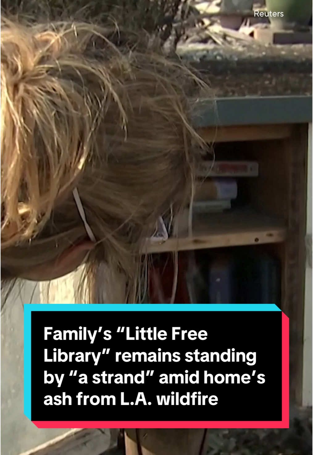 When this Los Angeles family returned home to find it turned to ash, they found their “Little Free Library” still standing “on a strand” — and a burnt page on the remains of the front porch that said, “enjoy the process and welcome home.” #losangeles #pacificpalisades #palisades #wildfire #california #socal #littlefreelibrary 