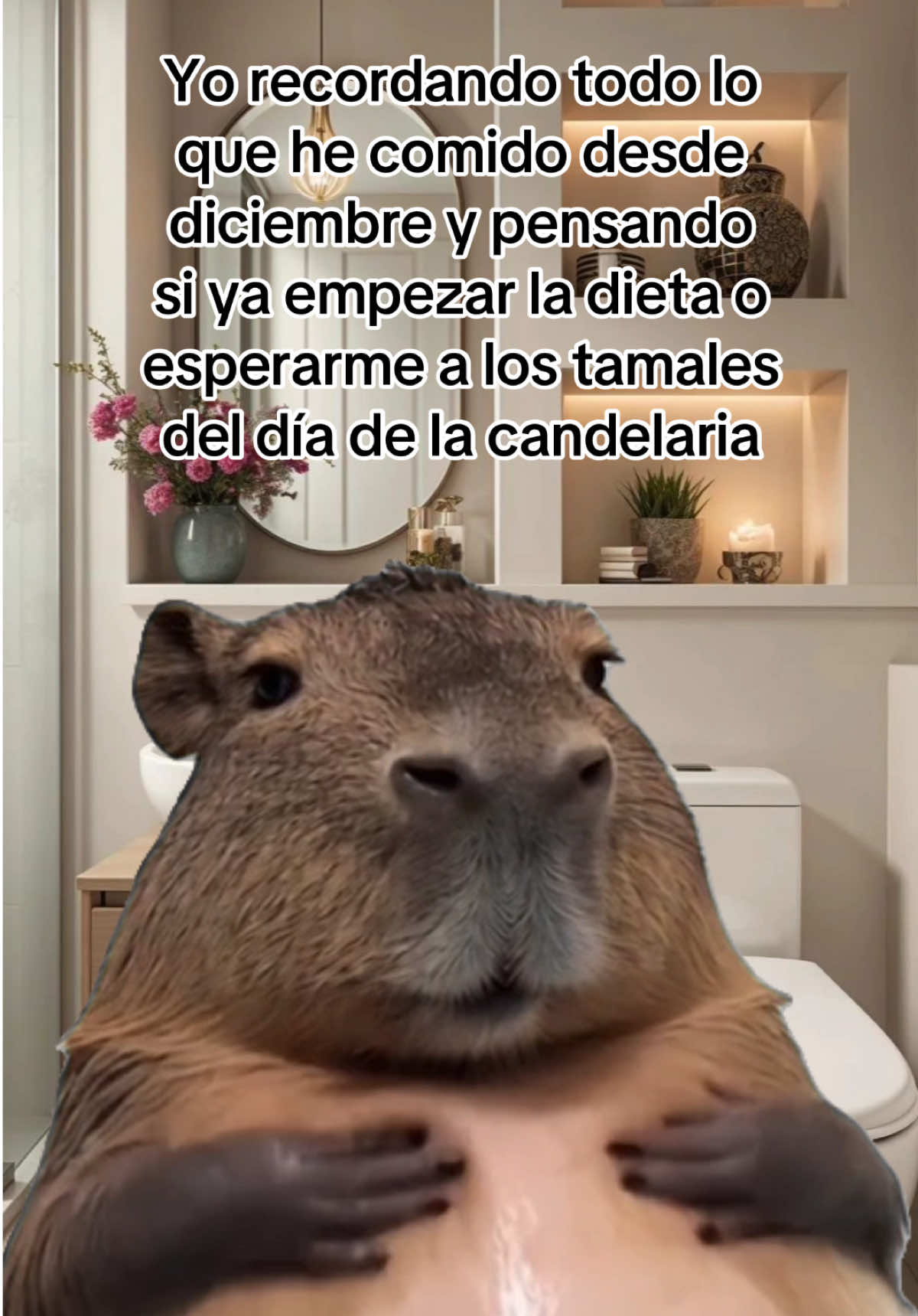 Será que ya es hora de empezar la dieta o ya mejor me espero al 2 de febrero?  #humor #capibara #losalimentosquericosson🍉🍊🍎🍞🍲🍛🍗 #recordando #todoloquecomi #pensando #empezarladieta #faltanlostamales #diadelacandelaria #MemeCut #memenatal #Meme