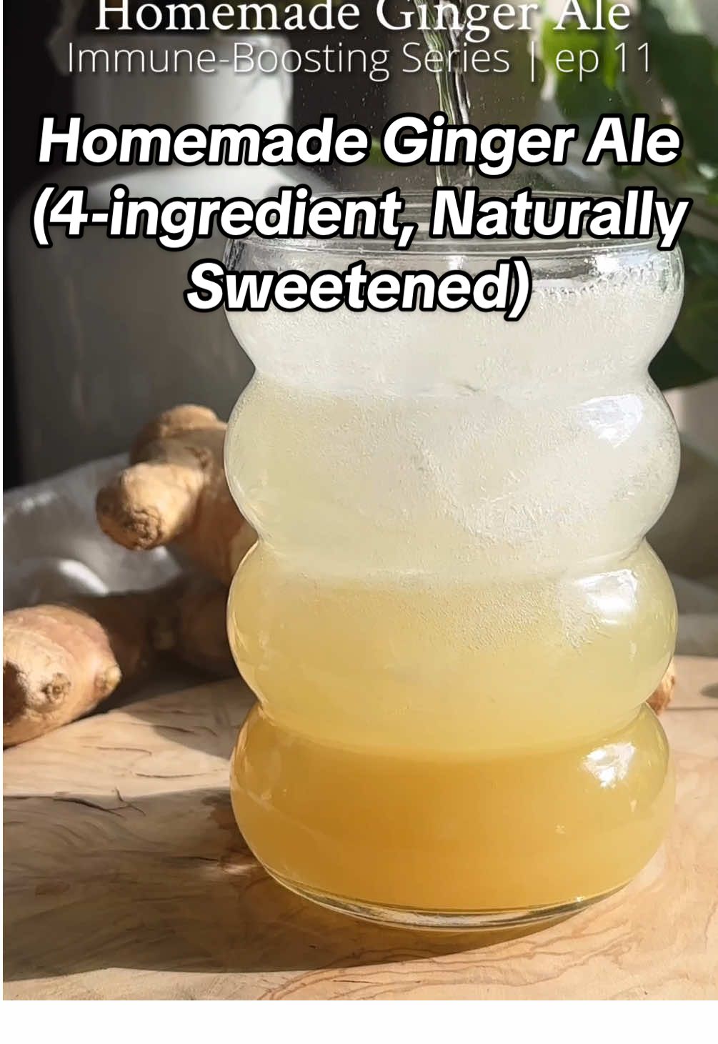 Homemade Ginger Ale | Immune Boosting Series Ep 11 #ginger #gingerale  “Natural ginger flavoring” in store bought ginger ale. yeah, no thanks. I’ll pass 😌 Luckily, you can make you’re own ginger ale at home with a few ingredients. I like to have a glass of this homemade ginger ale with my meals. It helps ease my digestive system and prevents me from bloating.  Recipe in my bio 💖💖