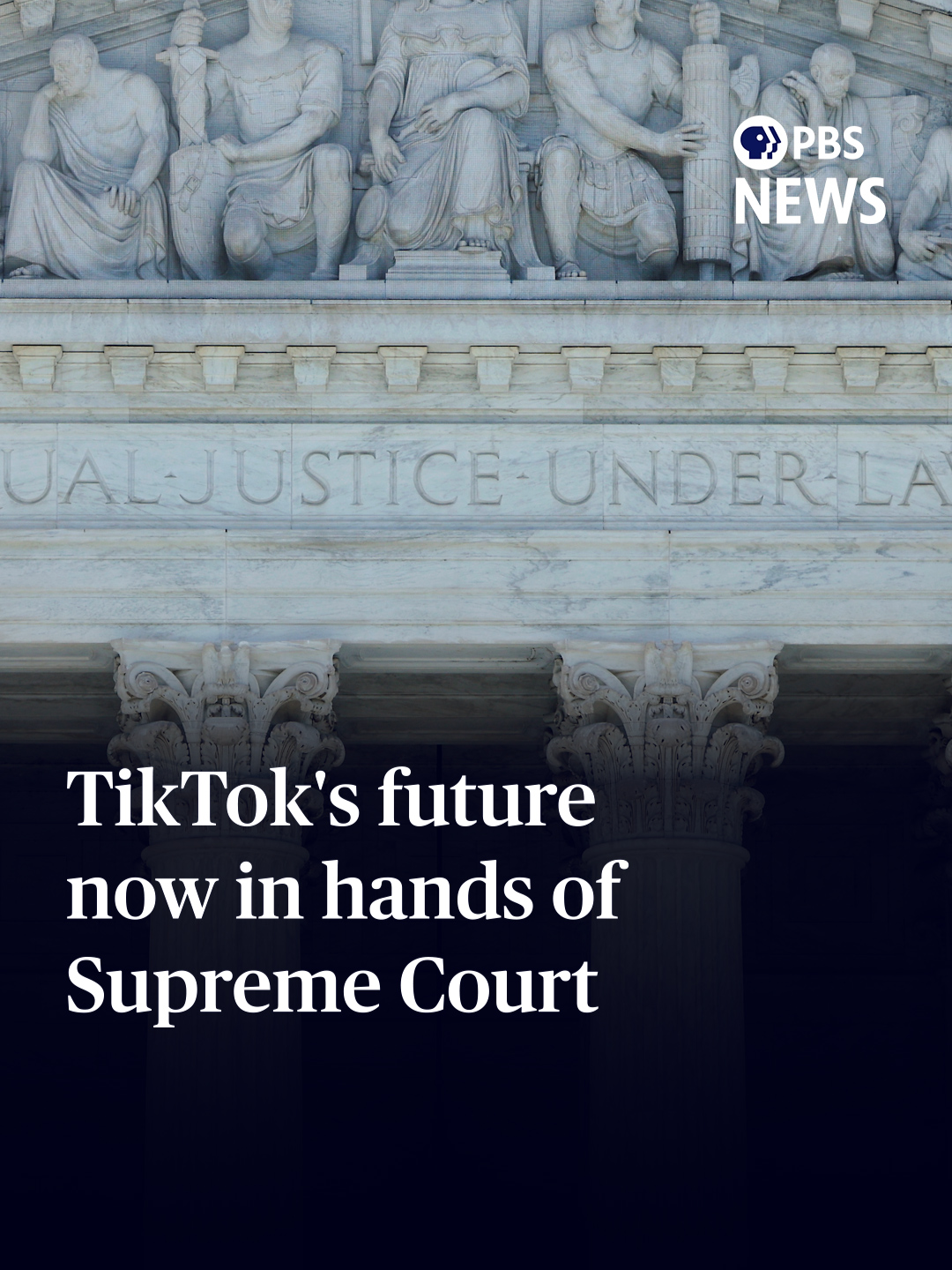 TikTok's future in hands of Supreme Court as justices hear arguments over ban In a matter of days, one of the most popular social media apps in the country could pull the plug if the Supreme Court doesn’t grant it a legal reprieve. Concerns about TikTok's Chinese ownership led Congress to pass a law that would ban it in the United States unless its parent company sells it. John Yang discussed more with PBS News' Supreme Court analyst Marcia Coyle and NPR's Bobby Allyn. #pbsnewshour #pbsnews #newshour #tiktokban #socialmedia #scotus #supremecourt #bytedance #congress #news #firstammendment #freespeech