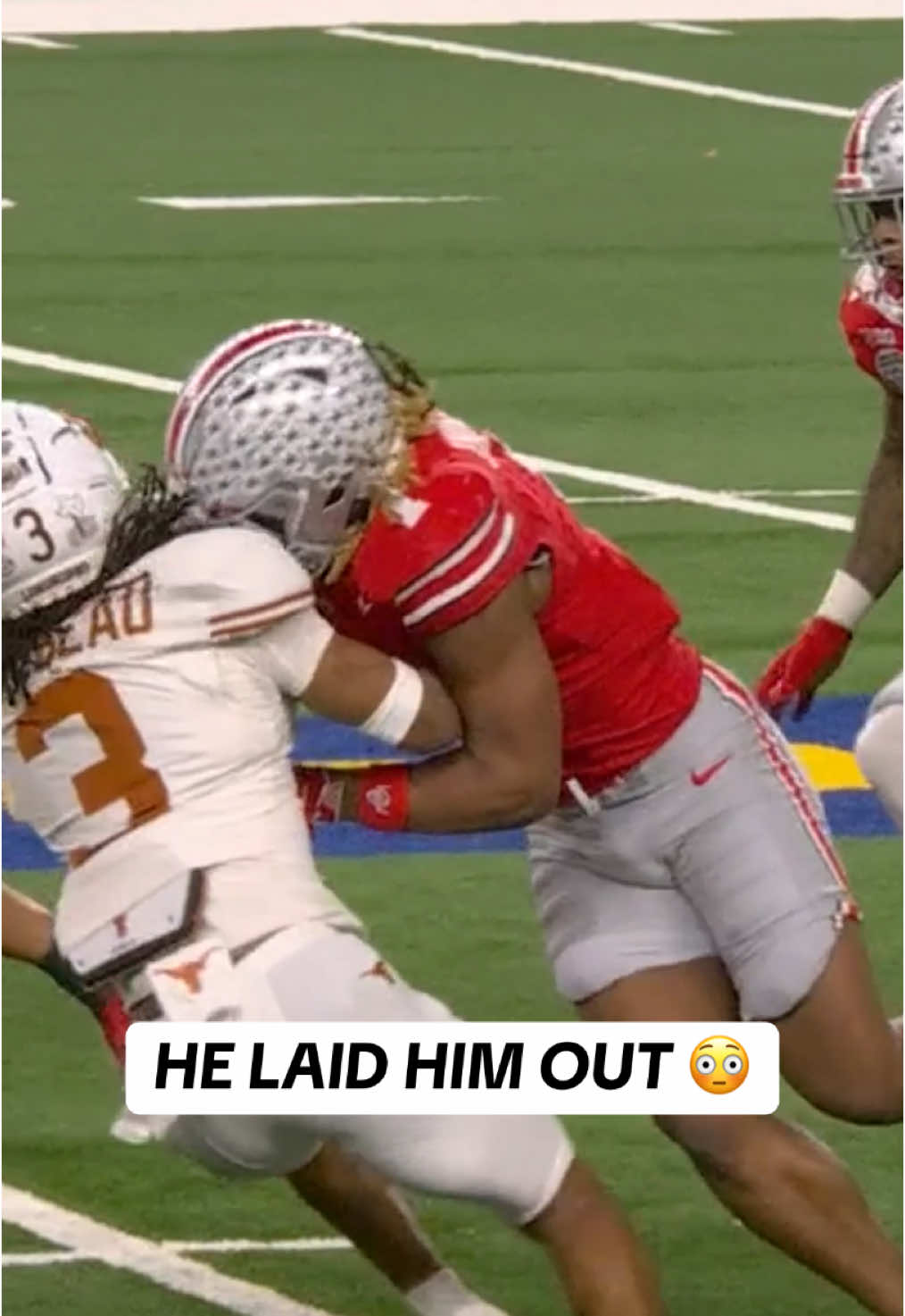 Get you a lead blocker like Quinshon Judkins 😤 #cfbpostseason #cfp #college #Texas #OhioState #highlight 