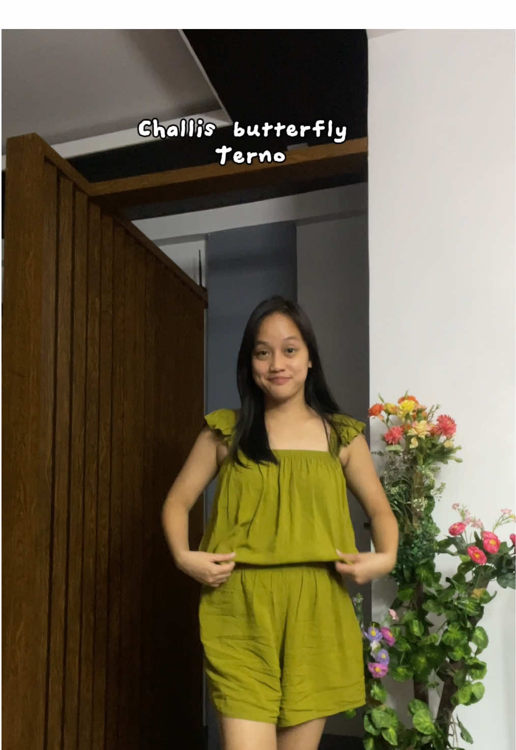Mowdel for today, kasyang kasya hanggang 2XL body frame😅 #challisterno #coords #coordset #butterflycoords #pambahayoutfit #pambahayshorts 