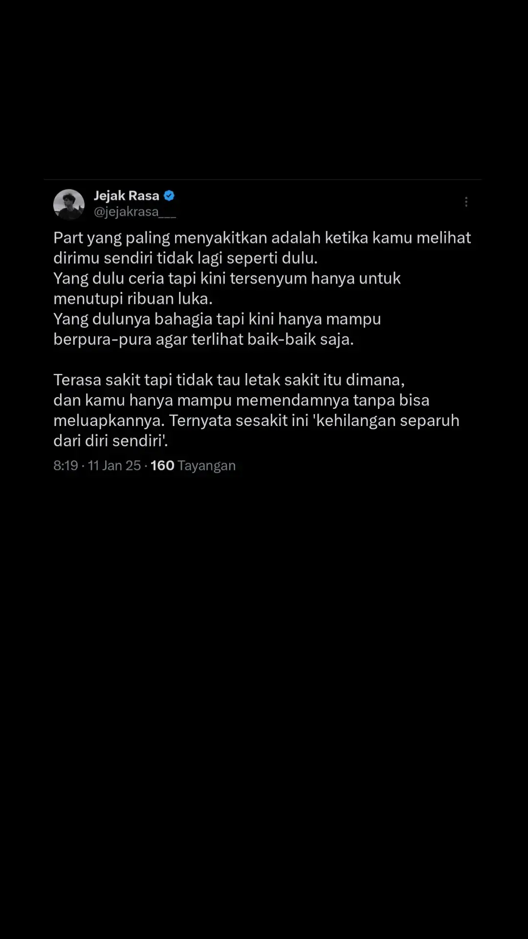 #relatable #motivation  #mindset  #qoutesoftheday  #mindset  #realtionship #Relationship  #trauma #trustissues  #broken  #brokenheart #patah #patahhati  #MentalHealth  #mental  #selflove  #mood  #sad #sadstory #overthinking #sadvibes #sadsong  #sadvibes🥀 #quote #quotes #quotesstory #galau #galaubrutal #tweet #sajak  #katakata #quotesaestetic   #fyp #foryou #masukberanda #foryoupage #xybca #xybzca #selfhealing #psikolog #katabijak #sajakcinta #sadnes #musicontiktok #storytime #4u #quotestory #lovestory #tweets #nangis #sedih #treat #fakesituation #kehidupan #pasangan #bertahan #bertahanterluka #11 #11januari #1jutafollower #100kviews 