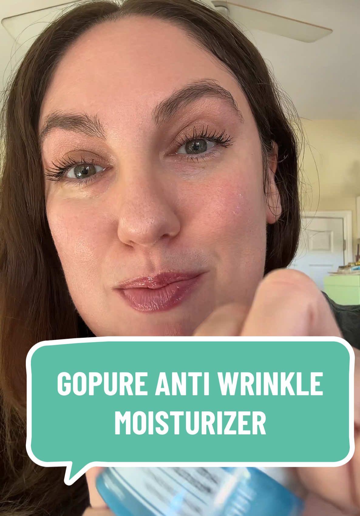 I love this stuff!!! @Gopure GOPURE Anti Wrinkle Moisturizer.  HYDRATING FACE MOISTURIZER: Get a rush of deep hydration and reveal a more lifted, tightened, and youthful look with our advanced Glyco-Peptide Anti Wrinkle Moisturizer; a lightweight, creamy moisturizer that nourishes skin. • TARGETS SIGNS OF AGING: Formulated with a proprietary blend of Solumoist, Dermaxyl and MATRIXYL, which feature wrinkle-filling properties to target the signs of aging, such as fine lines and wrinkles and to improve the elasticity of skin. • REVITALIZES SKIN: Enriched with potent peptides, ceramides, and niacinamide, this moisturizer revitalizes the skin, offering deep hydration that promotes a more radiant and youthful-looking complexion. • ADVANCED FORMULA: goPure's advanced peptide moisturizer absorbs swiftly into the skin, leaving it feeling refreshed and non-greasy, ideal for daily use and for layering under makeup, it supports skin's natural barrier and hydration levels. • GOPURE BEAUTY: Our science-backed formulas deliver products that transform the look of your skin; made with natural botanicals that are active ingredients at clinical levels, 100% cruelty-free and created to be clean, non-irritating, and effective. #gopure #gopurebeauty #40sskincare #antiwrinkle #moisturizing #mouisturizer #antiwrinklemoisturizer #gopuremoisturizer #skincare  