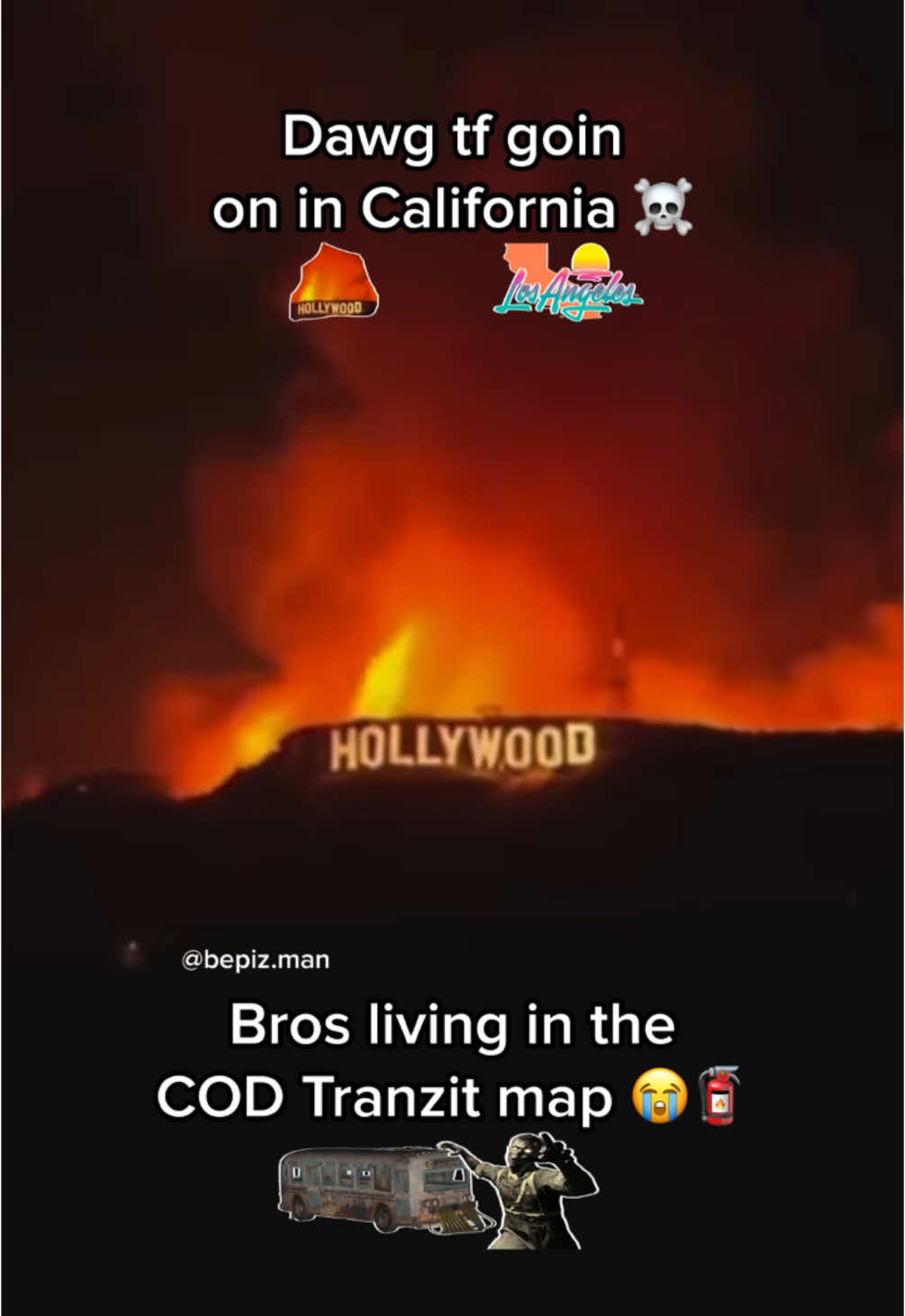 What goin on ☠️ #bepizman #goofyahh #california #fire #callofduty #donpollo #memes 