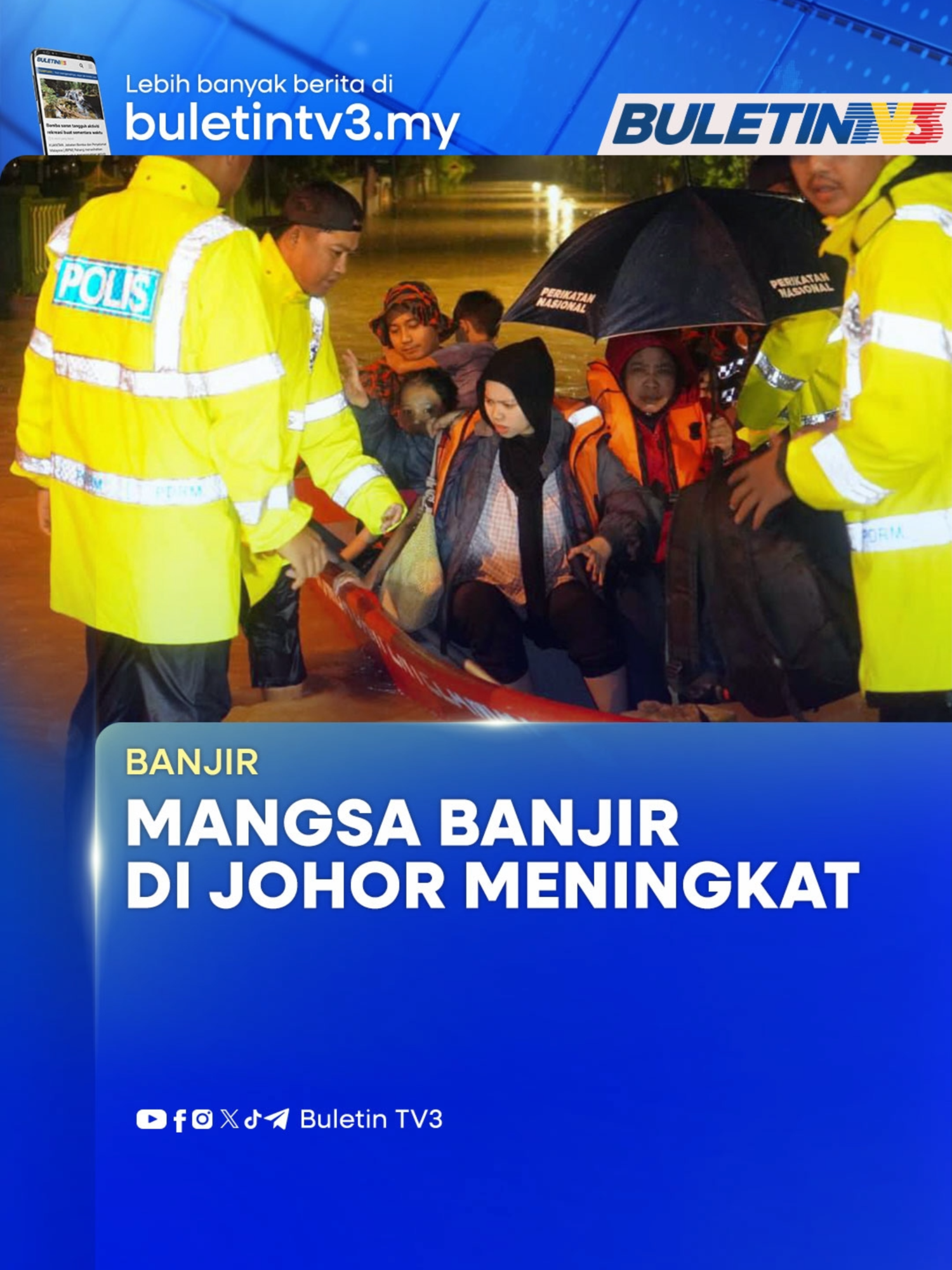 Hujan Berterusan Lebih 12 Jam, Lebih 1,200 Mangsa Terjejas #beritaditiktok #buletintv3 #banjir #johor