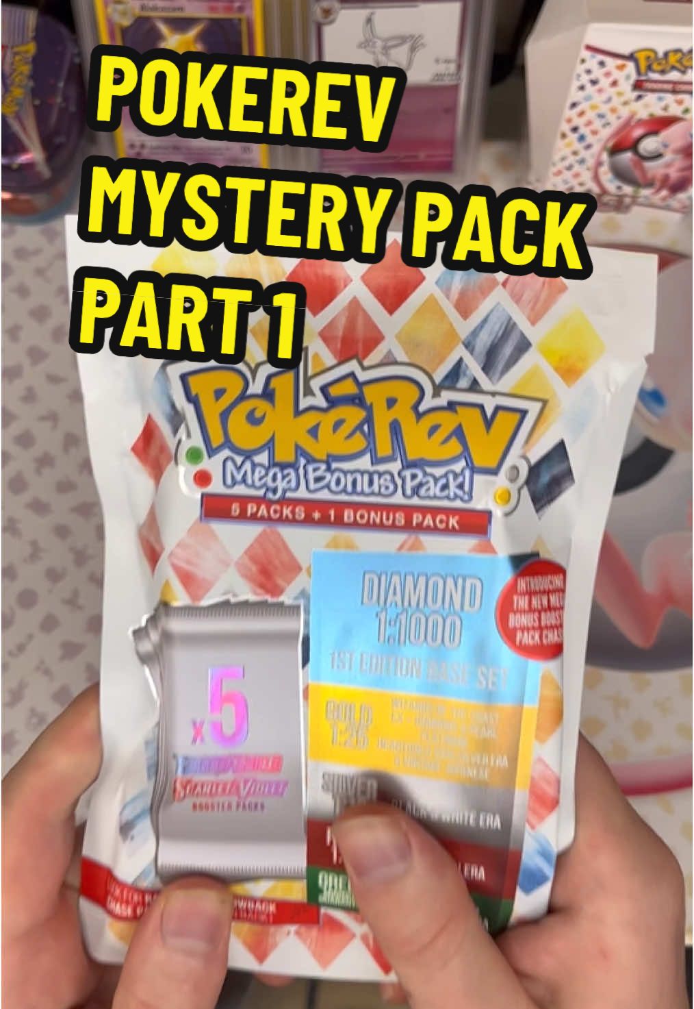 OPENED 6 POKEREV Mystery Packs and we got something awesome! (Part 1/3).                           #pokerev #pokemon #mysterybox #tcg #pack #gold #lucky 