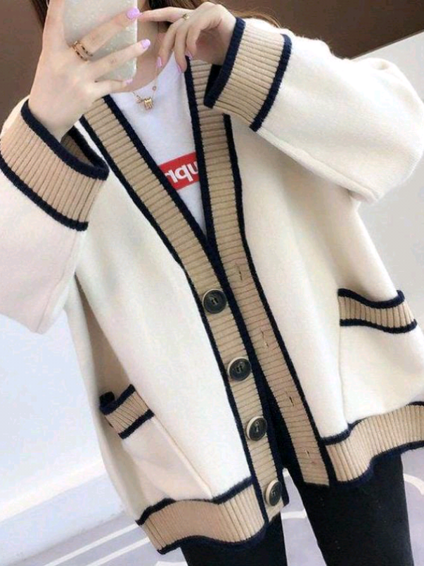 Kardigan Syakira Oversize - Rhein Knit Top Premium V-Neck Katun Panjang Knitwear Cardigan Wanita #cuantanpabatas #wibgajian #cardiganrajut #cardigan #belilokal 