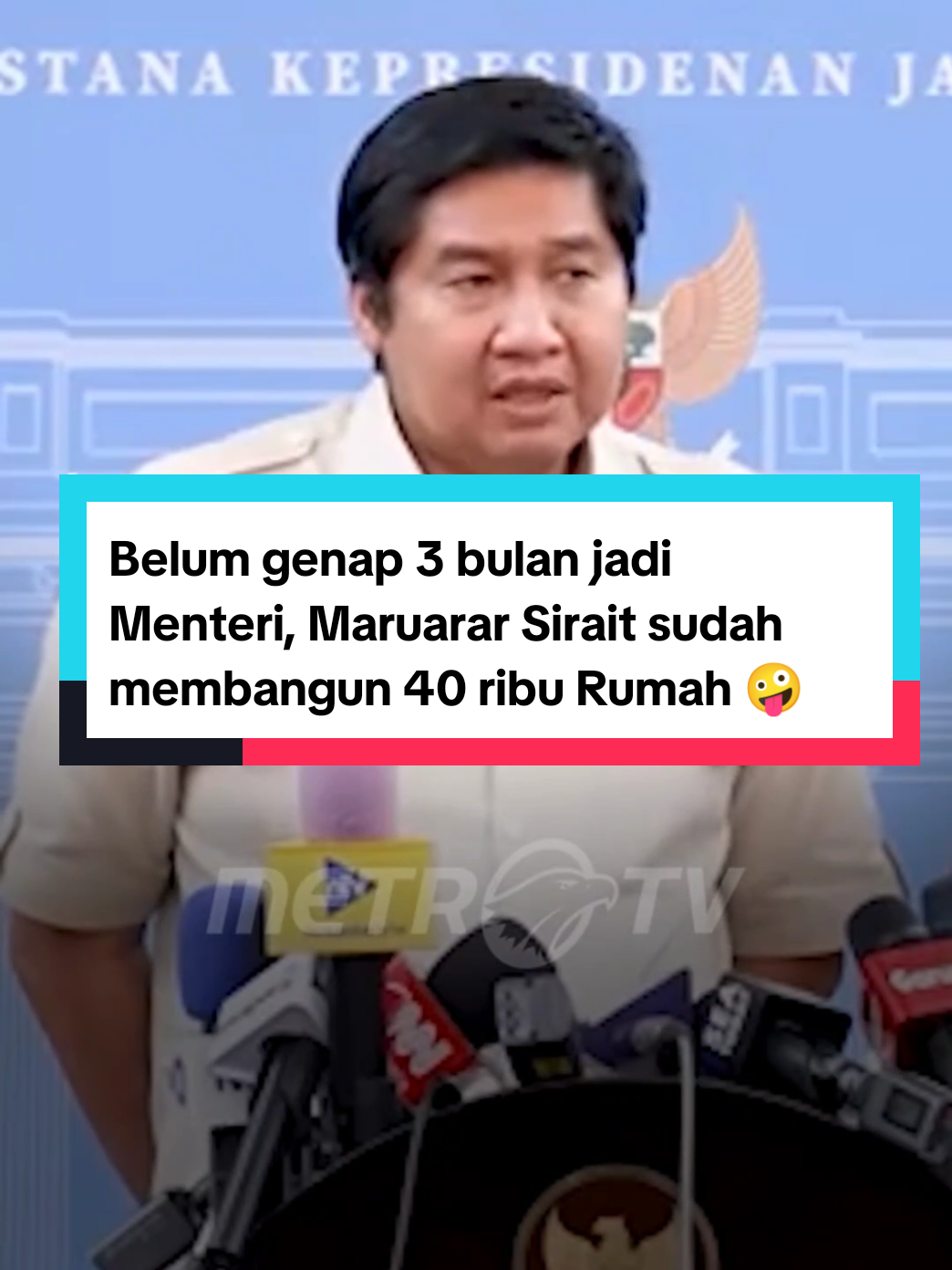 Keren nggak tuh 😁 belum genap 3 bulan bekerja, pak Menteri sudah membangun 40 ribu rumah! #maruararsirait #kabinetmerahputih #viralvideo #bocahe #vypシ 