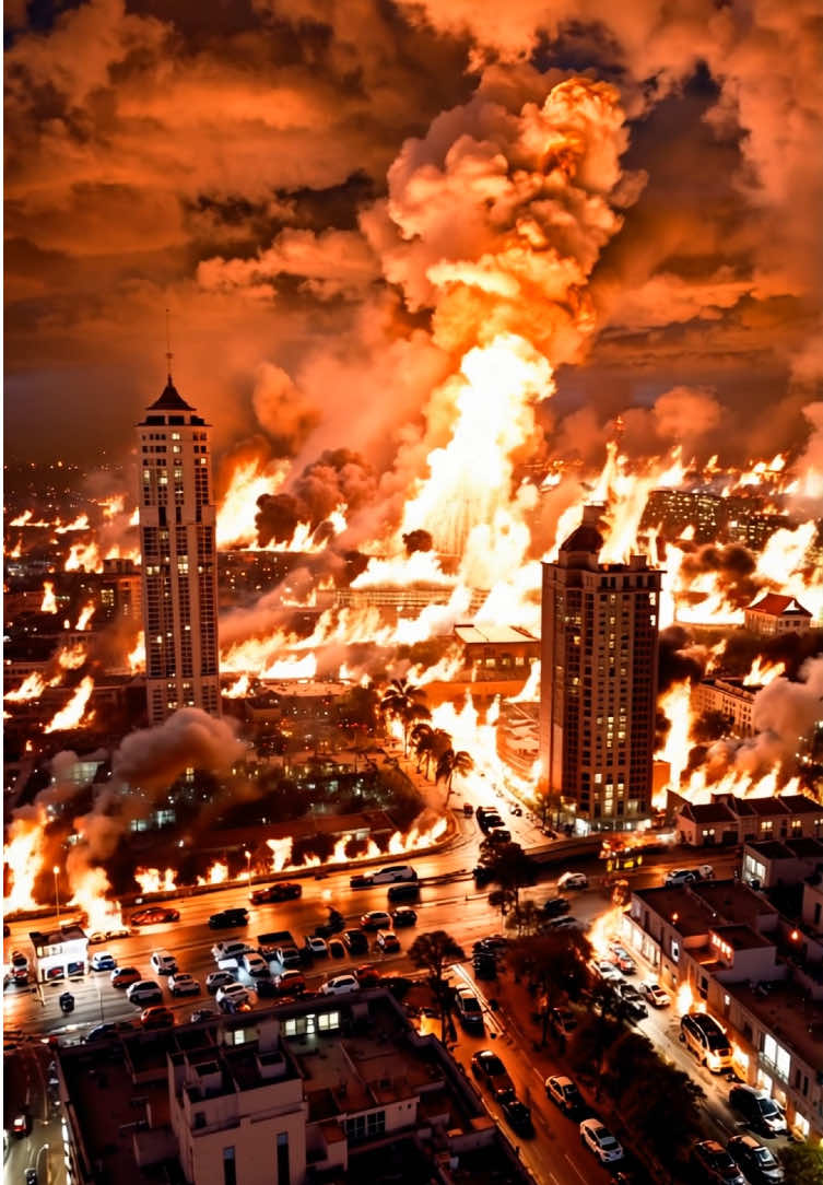 City center is burning. #losangeles #california #ai #aiart #usa🇺🇸 #fypp #trendingvideo #fire #america #gaza #breakingnews #goviral #viral_video #kesfet #fy 