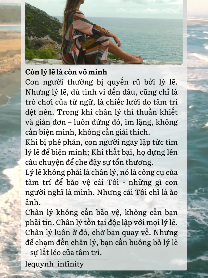 Còn lý lẽ là còn vô minh #lequynhinfinity #lequynhvocuc #vominh #tamlinh #thuctinh 