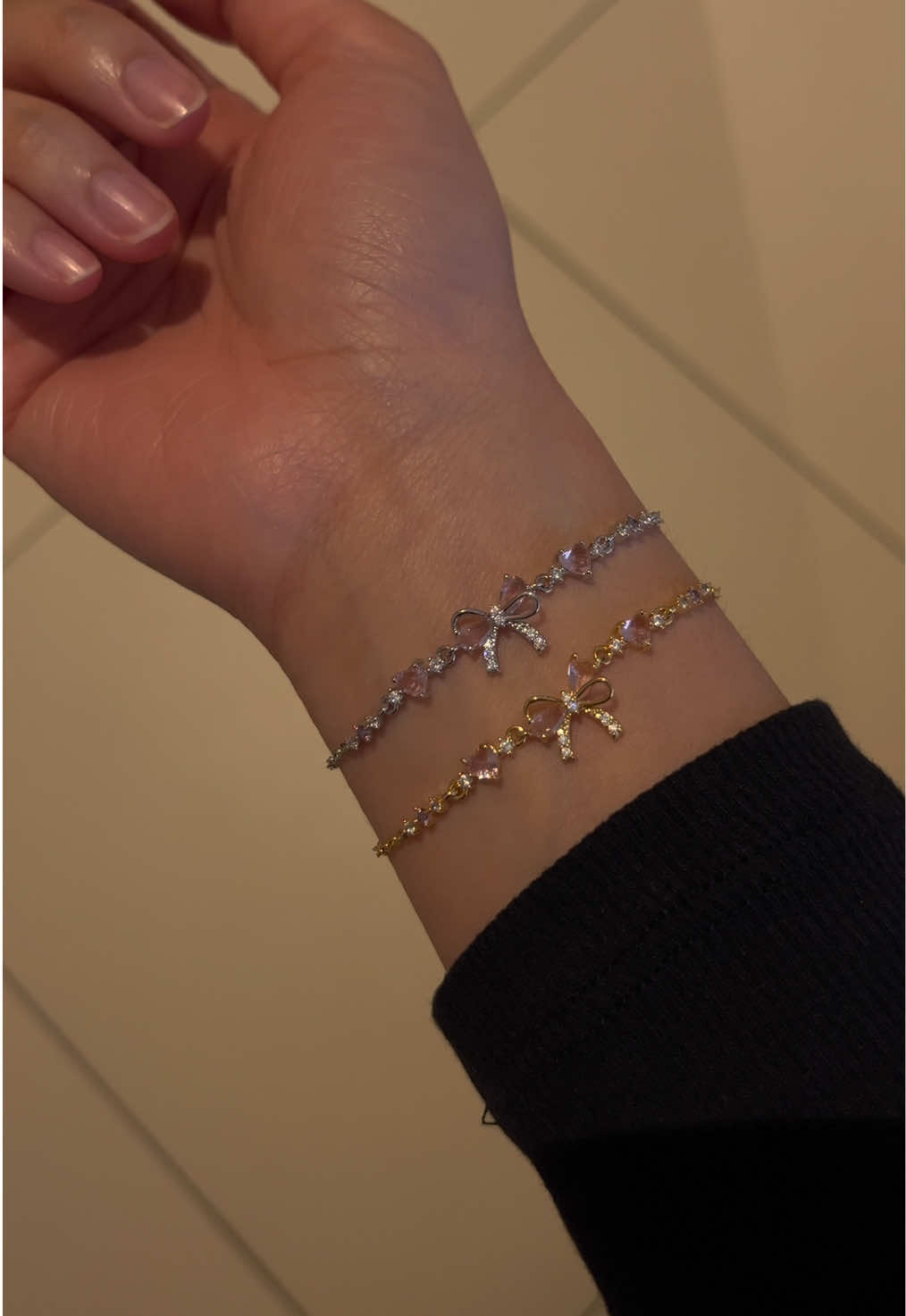 Available in silver & gold ✨ Featuring our tara bow zircon bracelet #affordablejewelry #friendshipbracelets #matchingbracelets #silverjewelry #goldjewelry 