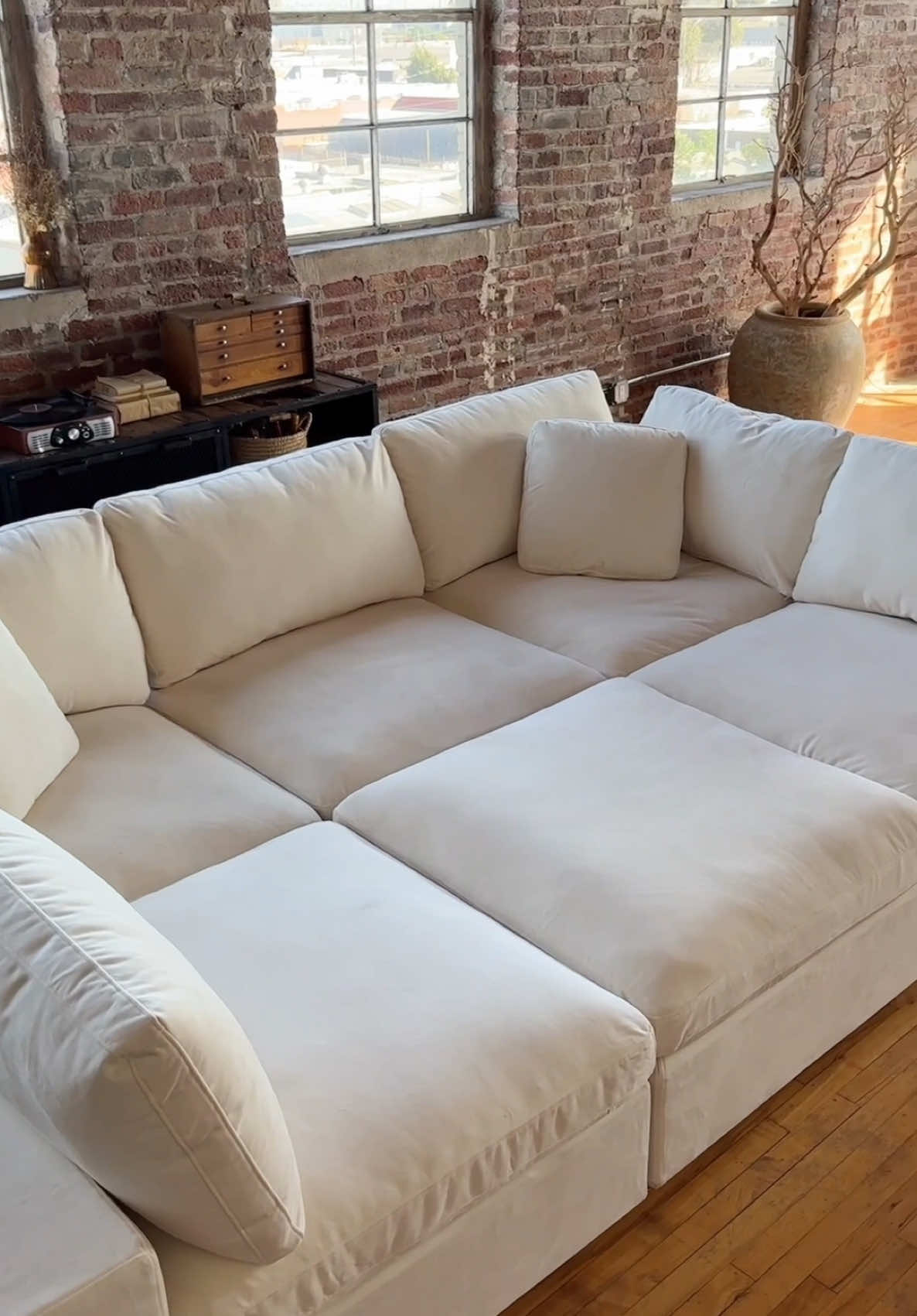 This is what dreams are made of. Featured: 10-Seat Modular Pit (Extra-Deep) in Ivory White Performance Velvet