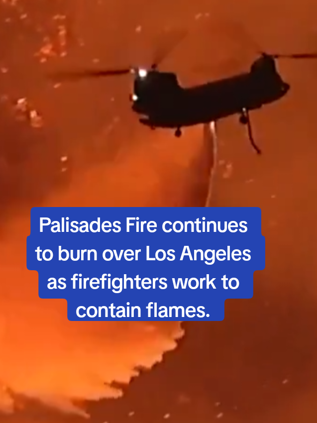 Palisades Fire continues to burn over Los Angeles as firefighters work to contain flames.  Hope our brave firefighters can hold the line on mulholland near the Encino reservoir and Brentwood. #wildfire #palisadesfire #LosAngeles #LosAngeleswildfire 