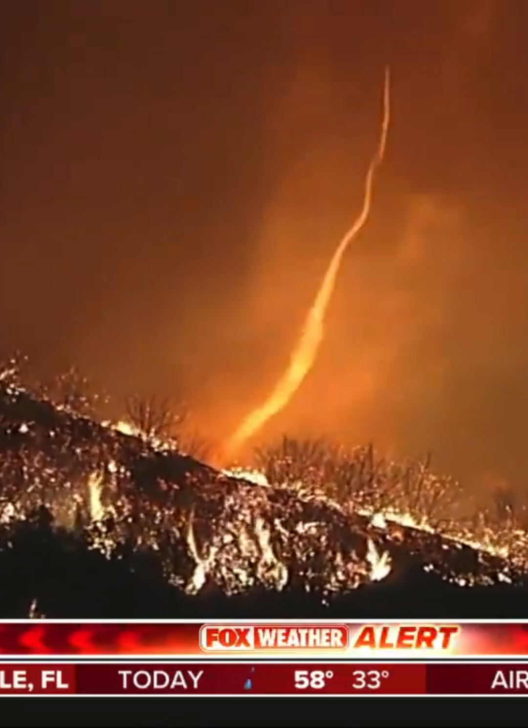 Fire tornado in Los Angeles!  Haunting fire tornado erupts as LA wildfires continue to burn!