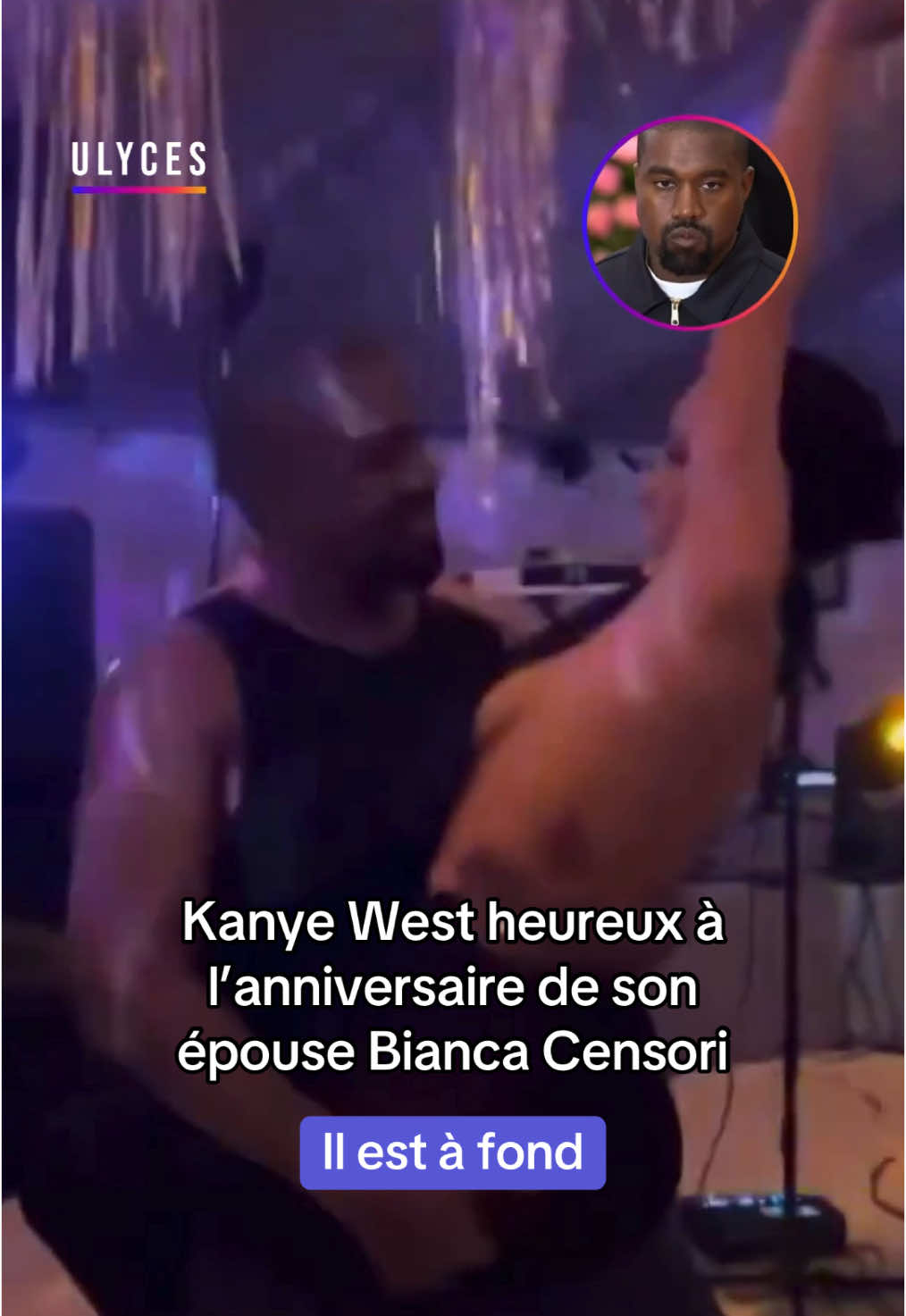 🕺💃 Kanye West a célébré la semaine dernière les 30 ans de son épouse Bianca Censori. Le rappeur était tellement heureux qu’il a pris sa femme dans ses bras lors d’une danse endiablée. Il a même fait un mini showcase pour l’occasion.  Crédit : images amateur #ye #kanyewest