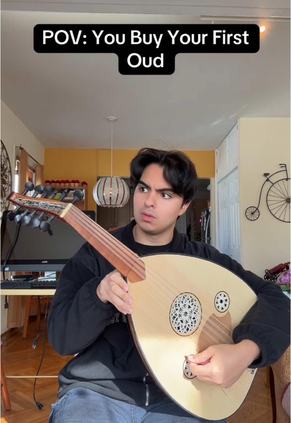 this instrument was one of the hardest I’ve ever played. It wouldn’t stay in tune no matter how many times I tuned it #oud #arabicoud #musicmemes 