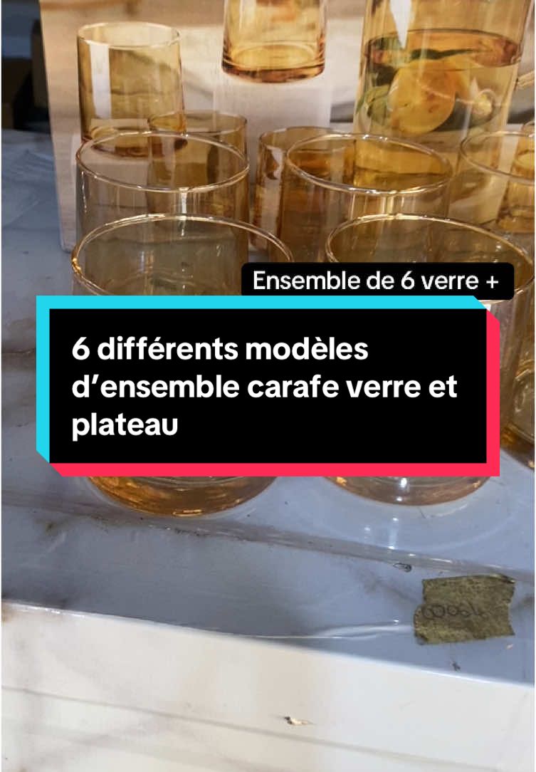 6 différents modèles d’ensemble carafe verre et plateau#mamaison #lamaisondesgadgets #cuisinestorebenin #tiktok229🇧🇯 #tiktoktogo 