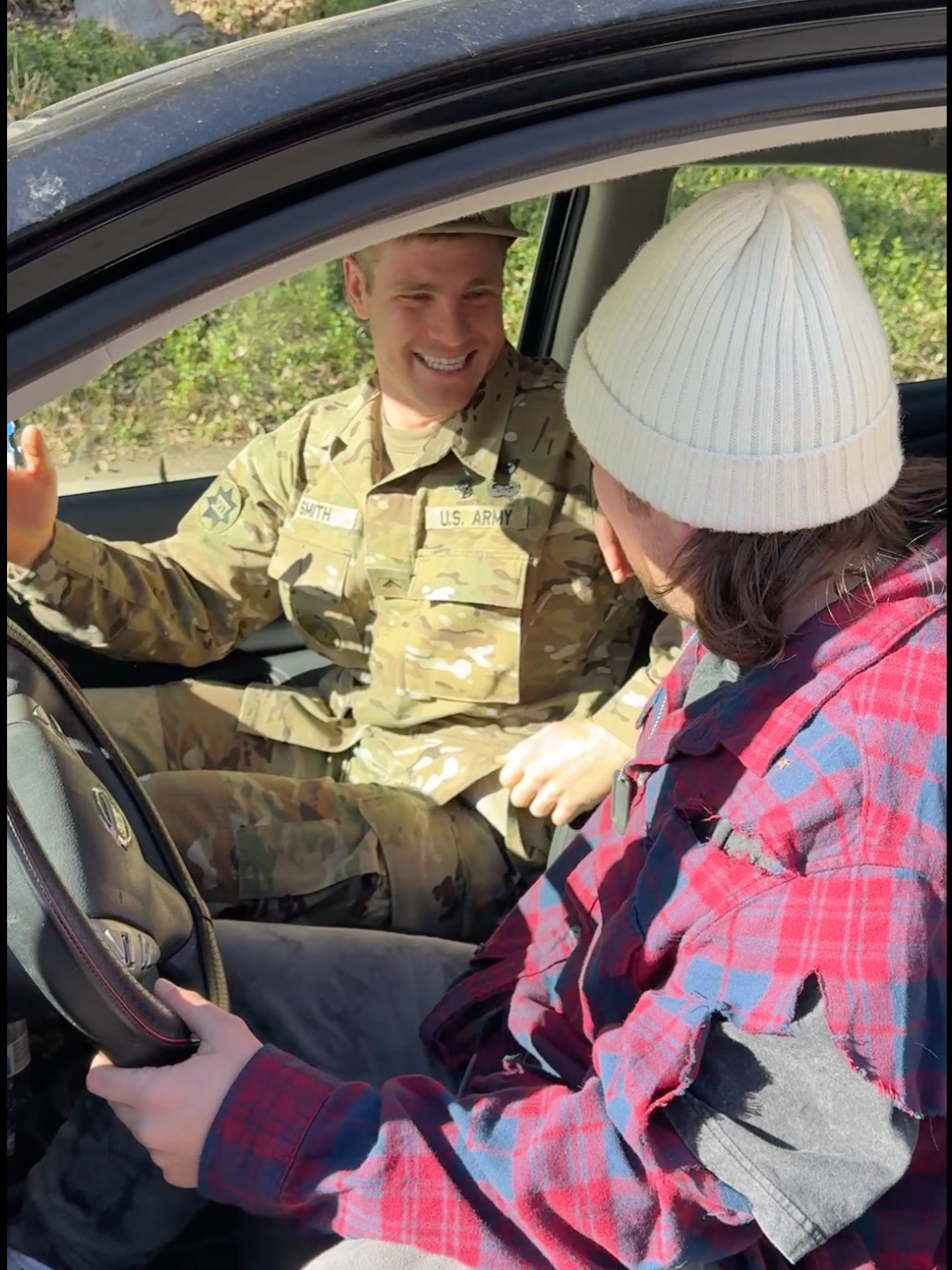 Soldier surprises his homeless brother and buys him a car ❤️ PART 2 #viralvideo #fyppppppppppppppppppppppp #fyp #surprise #family #present #military #homecoming #brother #soldier