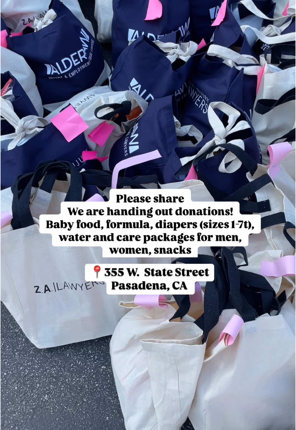 If you or anyone you know needs baby diapers, wipies, baby food, water, care packages - toiletries for men and women, snacks. We are here until 4pm  . . #donationsavailable #pasadenadonationdrive #pasadena #losangelesfire #cityofangeles #losangeles #eatonfire #pacificpalisades #alderlaw @Michael Alder @Gina 