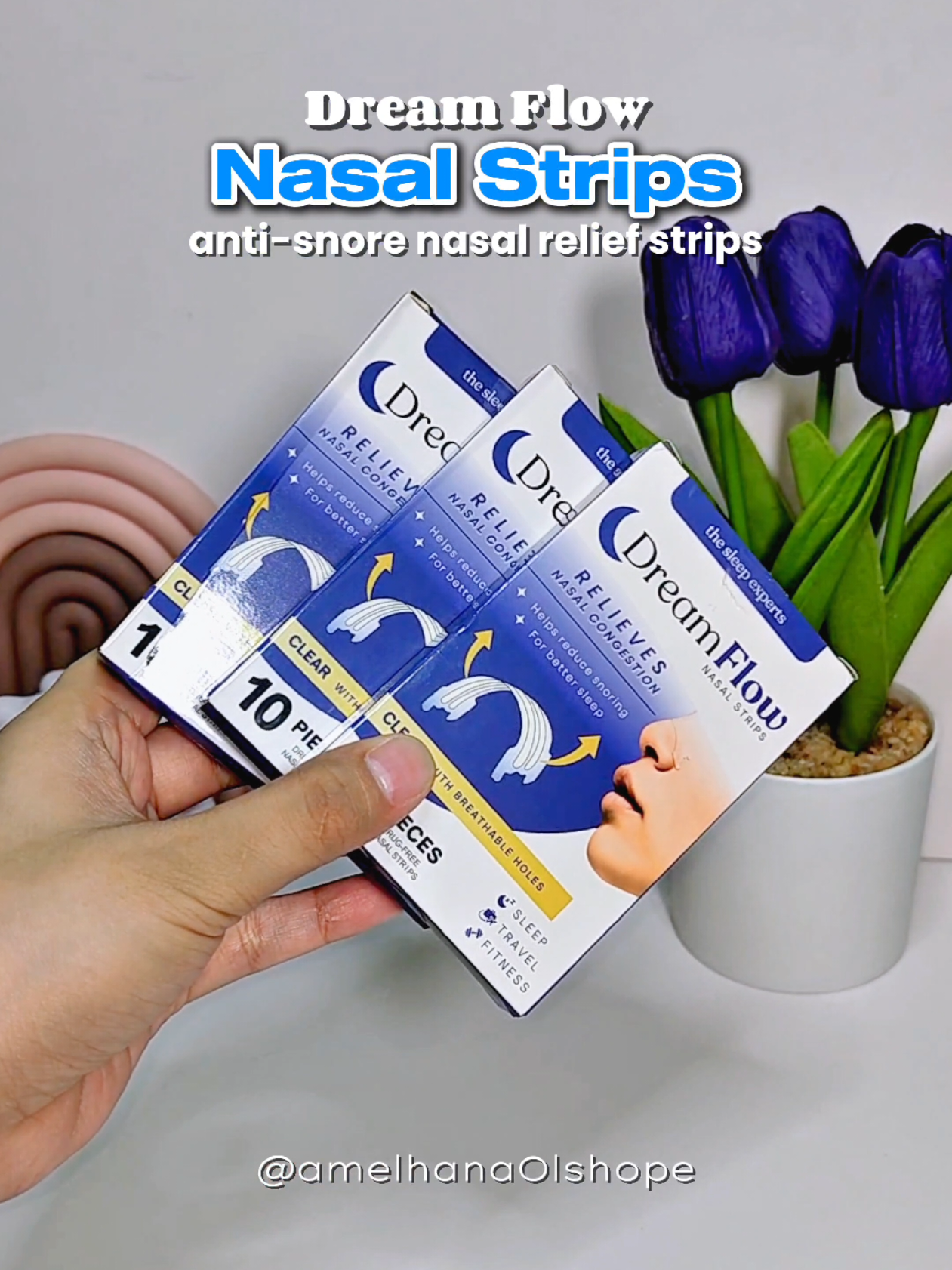 Anti-snore nasal relief strips ✨️ #nasalstrips #nasalreliefstrips #antisnore #dreamflownasalstrips #amelhanashop 