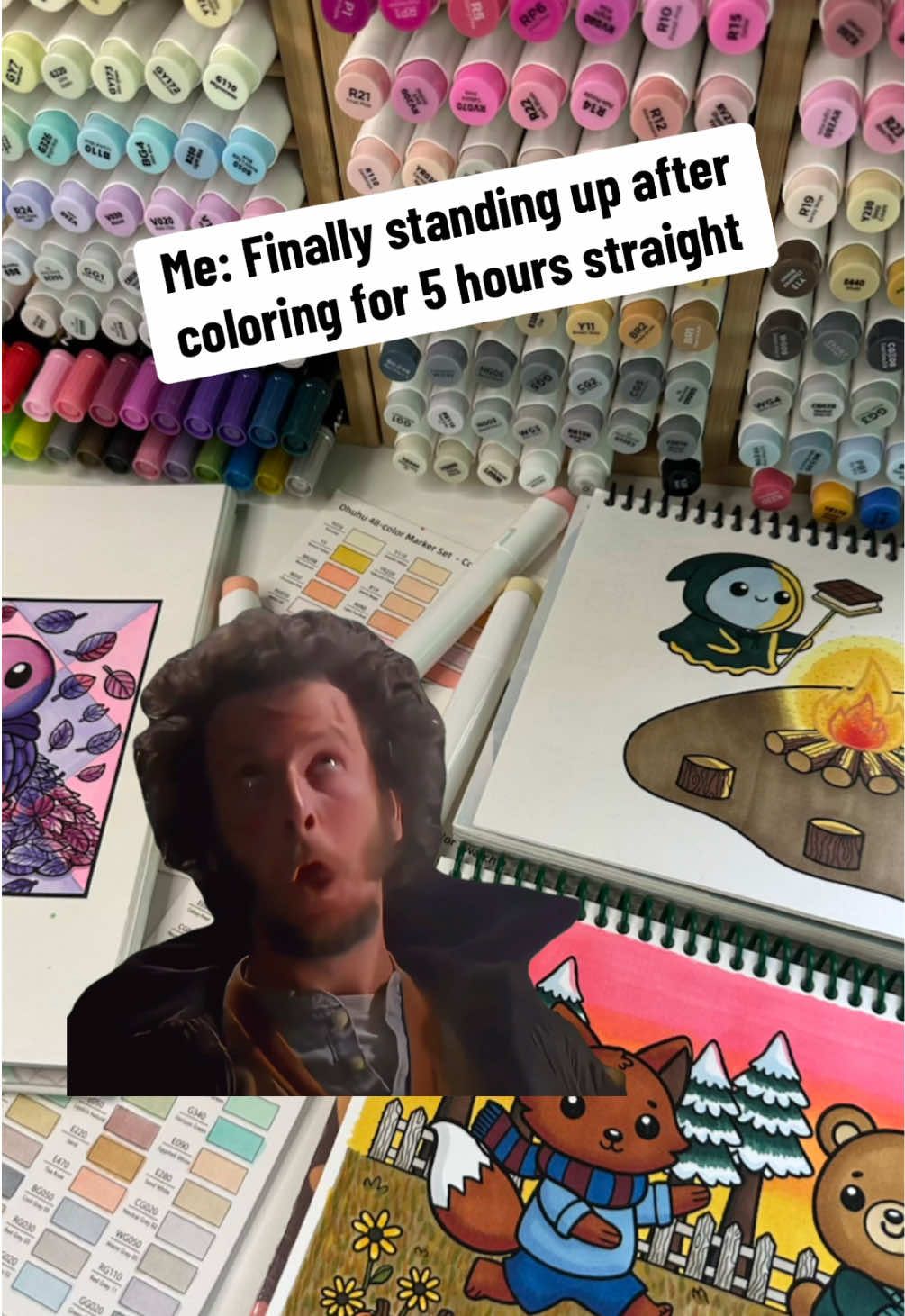 I’m literally breaking my back over here for you guys! Show me some love! 🩷🩷 #coloring #colouring #coloringbook #coloringpages #art #ohuhumarkers #meme #fyp 