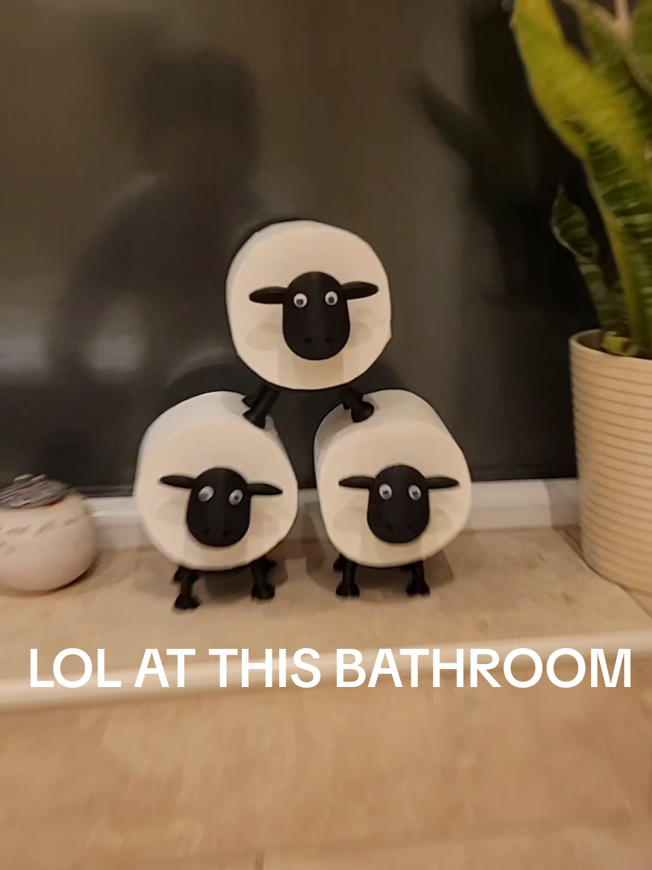 funny sheep toilet roll holder thats 3d printed. jokes and available on my etsy  https://www.etsy.com/uk/listing/1823818358/funny-toilet-roll-holder-3d-printed