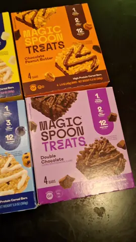 Magic Spoon Treats! Marshmallow, Chocolate Peanut Butter, Blueberry Muffin, Double Chocolate #ricecakes #cerealbars #magicspoon #protein #chocolate #healthytok #snacktok #tiktokshop #fyp 