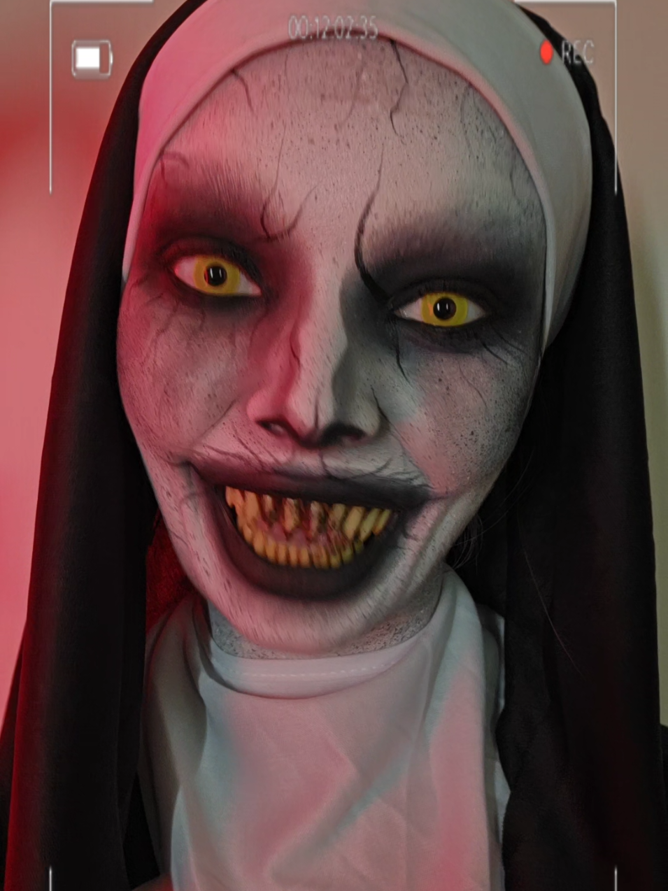 I love acting creepy for tik tok, follow my other platforms in case it's gone😭 #thenun #sfxmakeup #creepy 